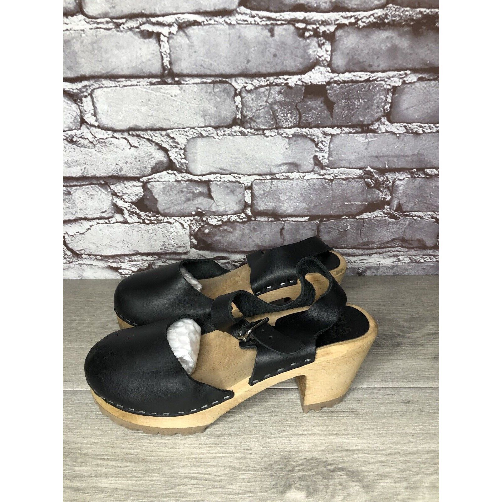 Other MIA Greta Black Leather Ankle Strap Wood Heel Sandals Women’ Size US 7.5 / IT 37.5 - 6 Thumbnail