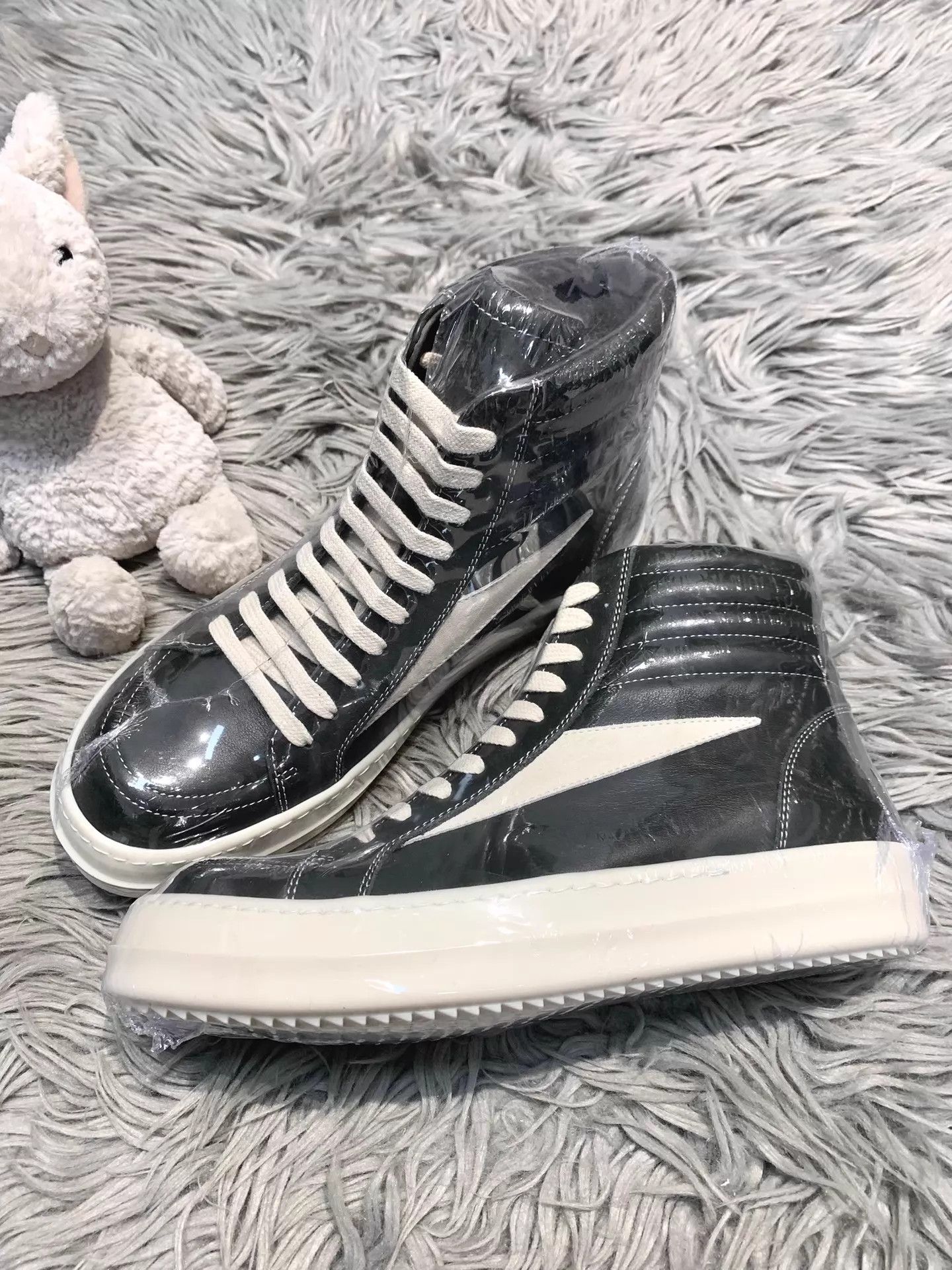 Rick Owens Rick Owens 24FW High Top Shiny Leather Forest Green Vans Size US 6 / EU 39 - 1 Thumbnail
