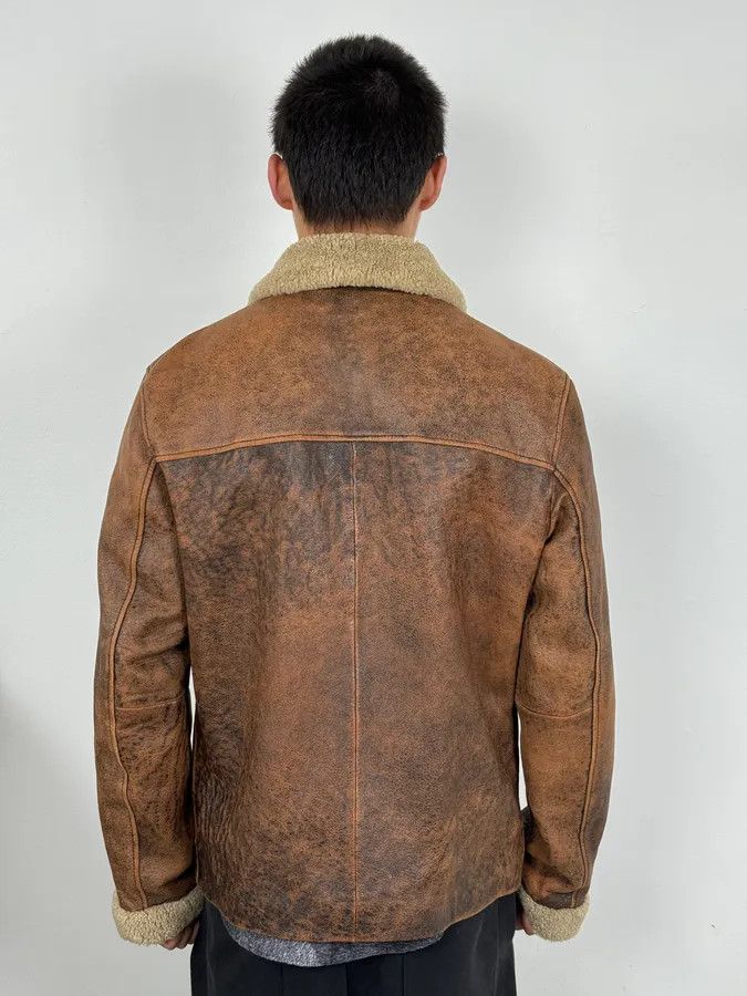 Dolce & Gabbana 2000s Dolce & Gabbana Aged Brown Leather Shearling Jacket Size US L / EU 52-54 / 3 - 3 Thumbnail