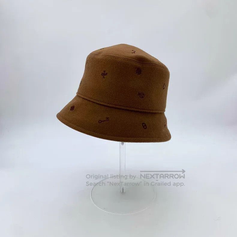 Hermes Hermes size 57 Brown Cashmere Embroidered Fisherman's Hat Size ONE SIZE - 1 Thumbnail