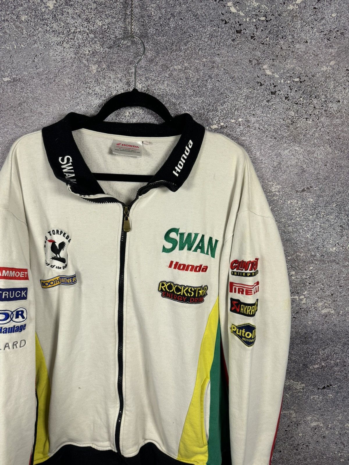 Honda × Vintage SWAN HONDA MOTOR SUPERBIKE RACING JACKET LONG SLEEVE FULL ZP Size US XL / EU 56 / 4 - 3 Thumbnail
