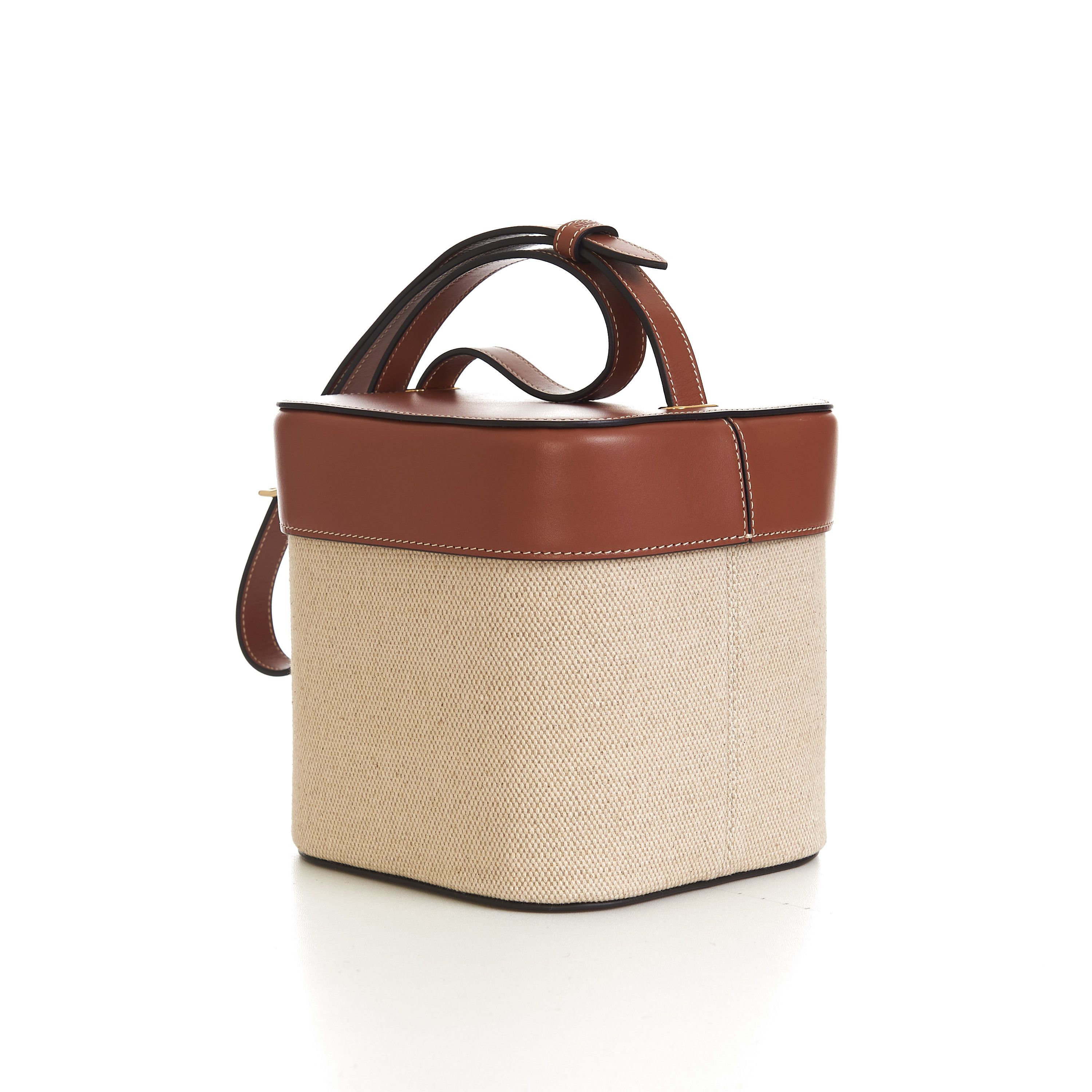 Celine Medium Box Cuir Triomphe In Natural Textile & Tan Calfskin Size ONE SIZE - 14 Thumbnail