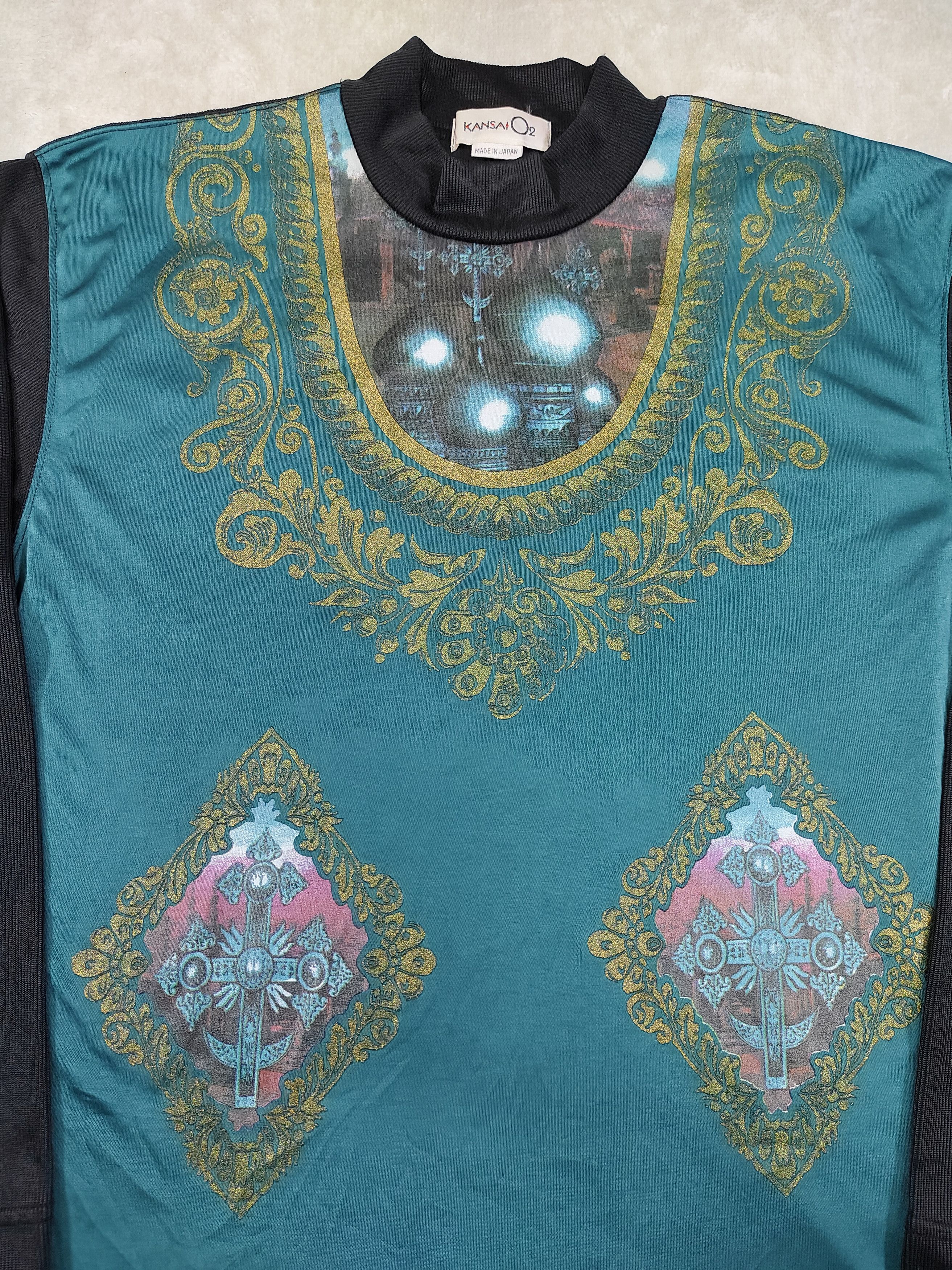 Kansai Yamamoto 80s Kansai O2-Archive Baroque Gothic Cross Graphic Mockneck Size M / US 6-8 / IT 42-44 - 2 Thumbnail