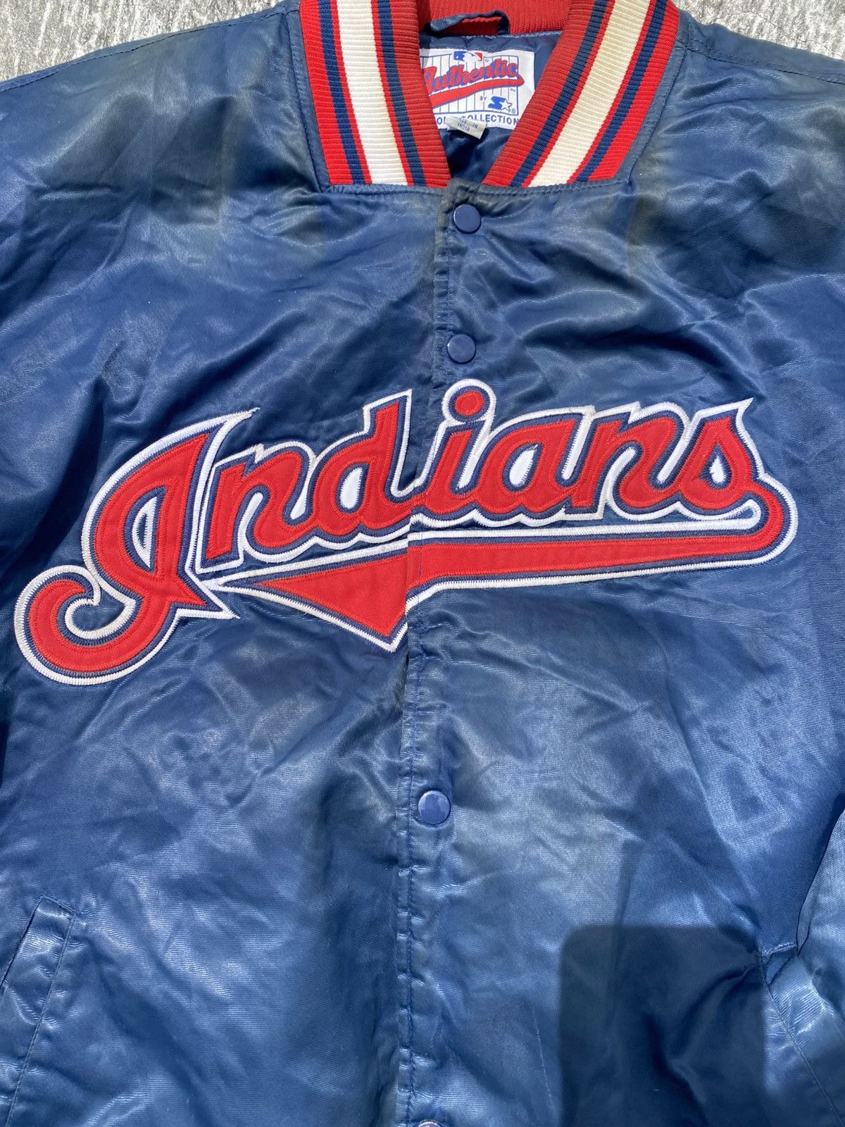 Starter Vintage jacket Indians cleveland Size US XXL / EU 58 / 5 - 4 Thumbnail