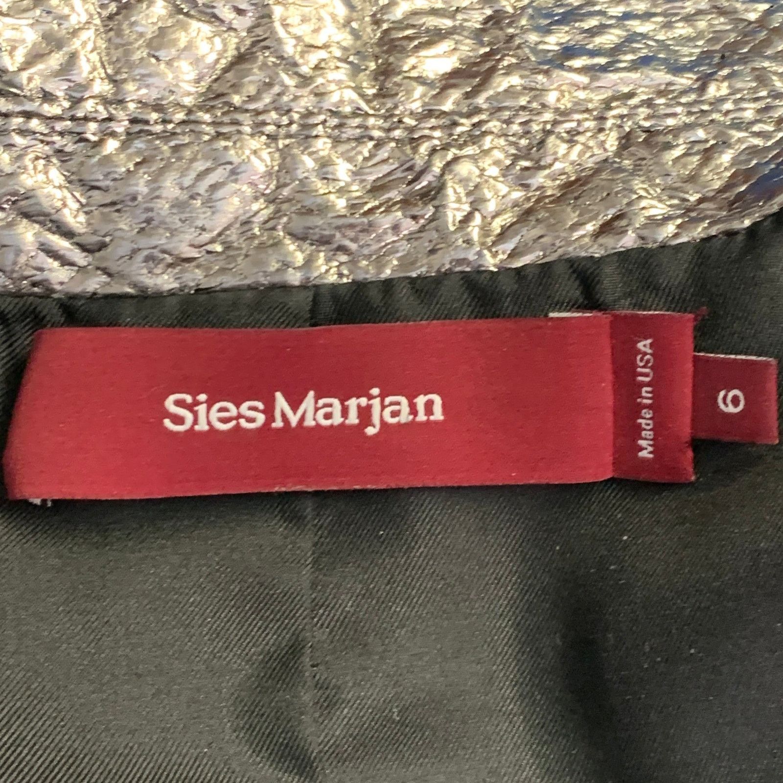Sies Marjan Metallic Silver Polyester Blend Notch Lapel Belted Jacket Size M / US 6-8 / IT 42-44 - 5 Thumbnail