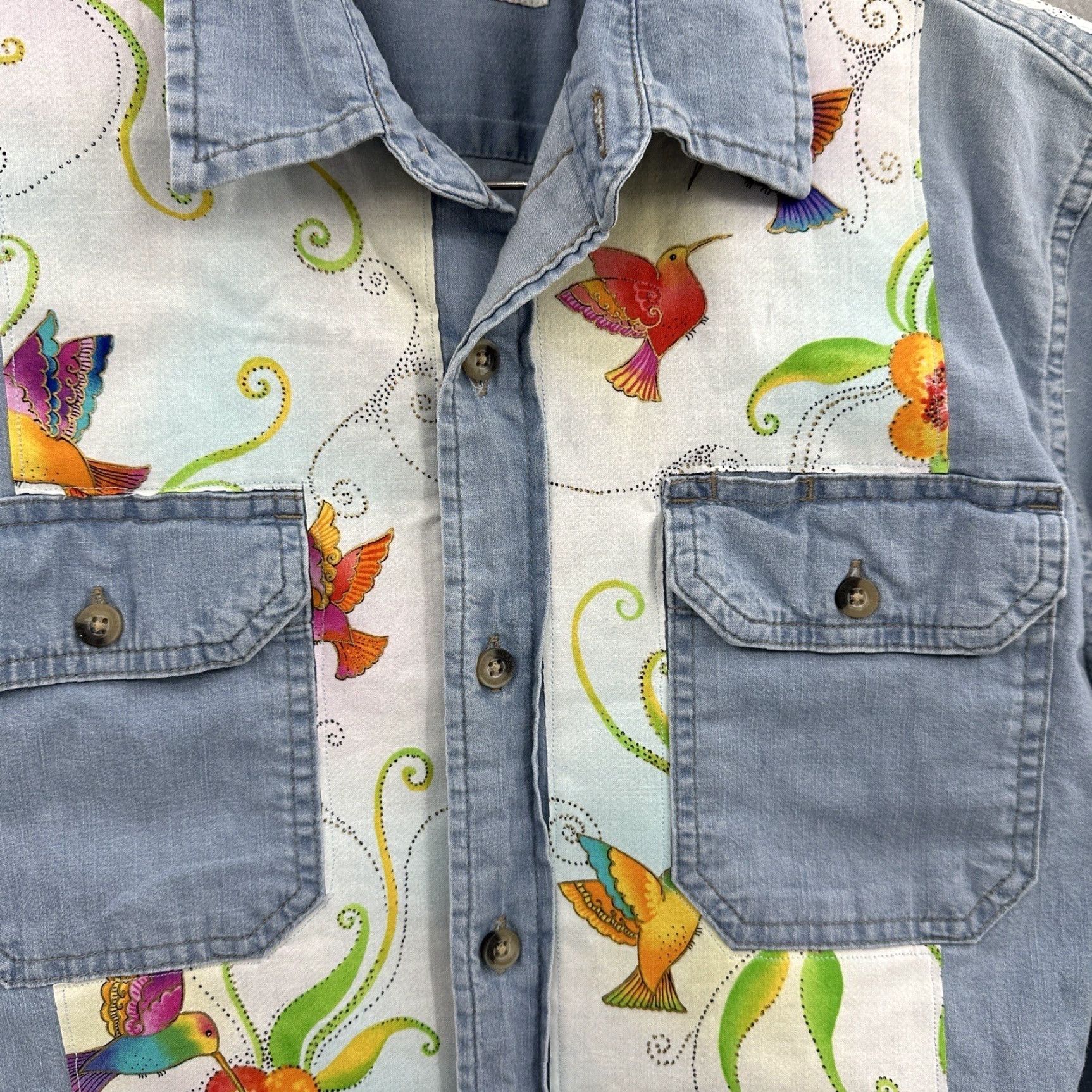 Wrangler VINTAGE Wrangler Western Denim Shirt Men’s M Custom Hummingbird Jean Cottage Core Cowboy Size US M / EU 48-50 / 2 - 4 Thumbnail