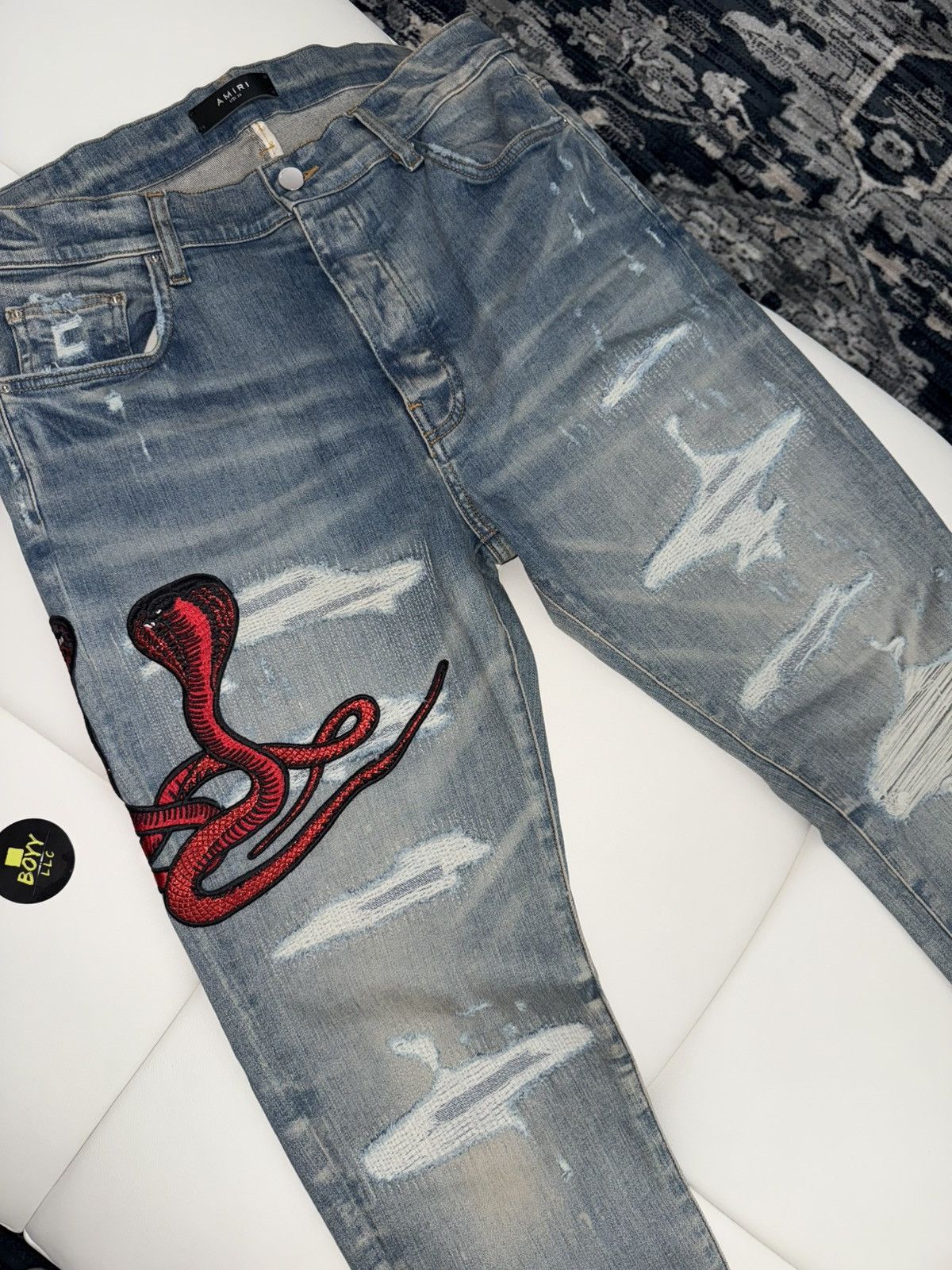 Amiri Amiri snake appliqué jeans Size US 38 / EU 54 - 2 Thumbnail