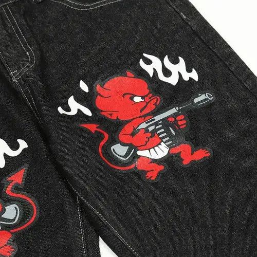 Vintage Patchwork Graphic Jeans Size US 34 / EU 50 - 2 Thumbnail