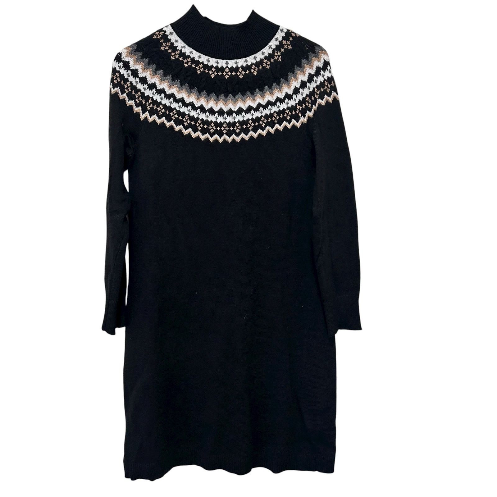 Other Talbots Black Fair Isle Mock Neck Sweater Dress Sz S Size S / US 4 / IT 40 - 1 Thumbnail