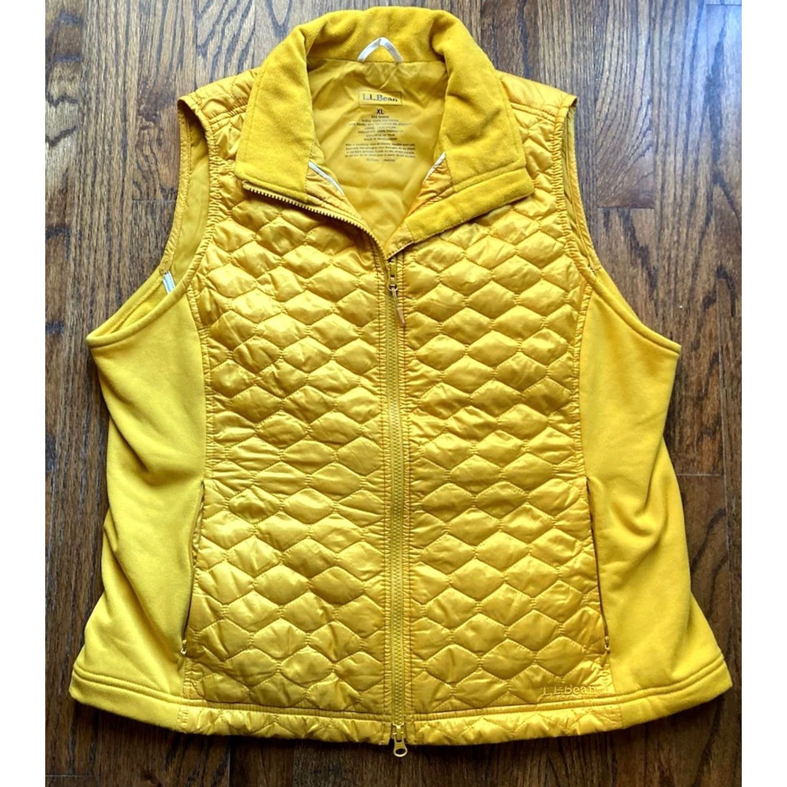 Vintage L.L. Bean Vest Womens XL Quilted Full Zip Thinsulate Yellow Vest, Regular, Sleeveless, Softshell, Pockets, Water Resistant, Lined, Insulated Size XL / US 12-14 / IT 48-50 - 2 Thumbnail