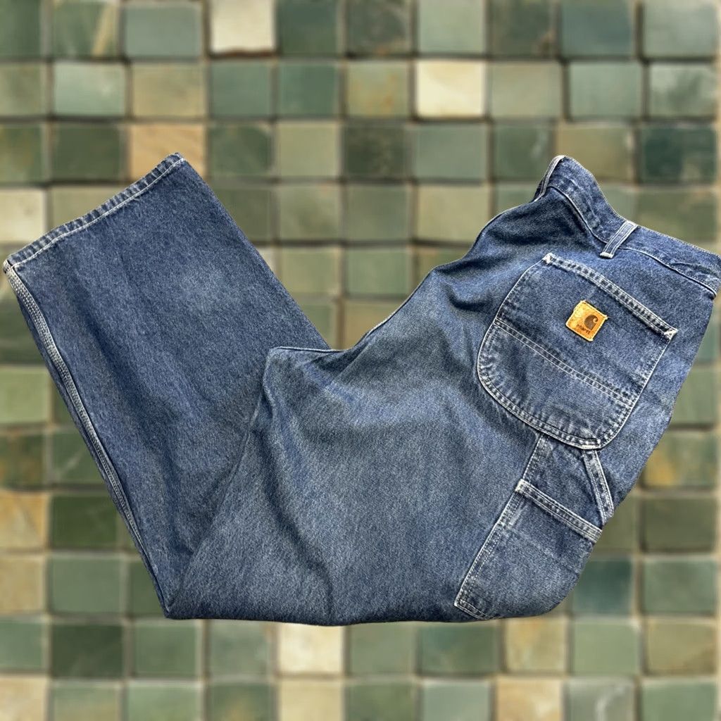 Carhartt VINTAGE Carhartt Jeans 40x30 Blue Denim Dungaree Baggy Utility 90s Grunge Logo DST B13 DST Mens Size US 40 / EU 56 - 1 Thumbnail