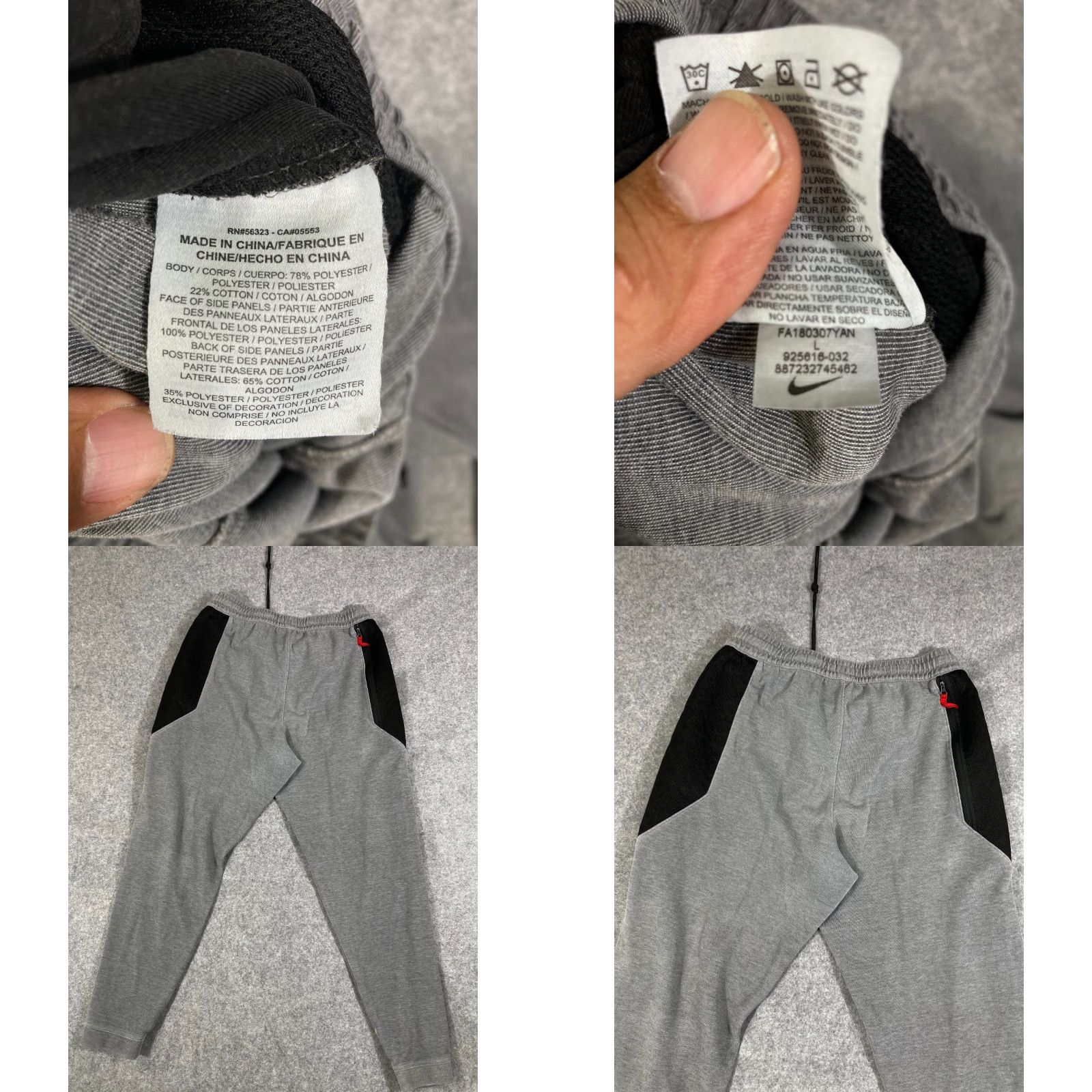 Nike Nike Dri-Fit Training Jogger Pants Mens Large Gray Drawstring Logo Pockets Size US 33 - 8 Thumbnail