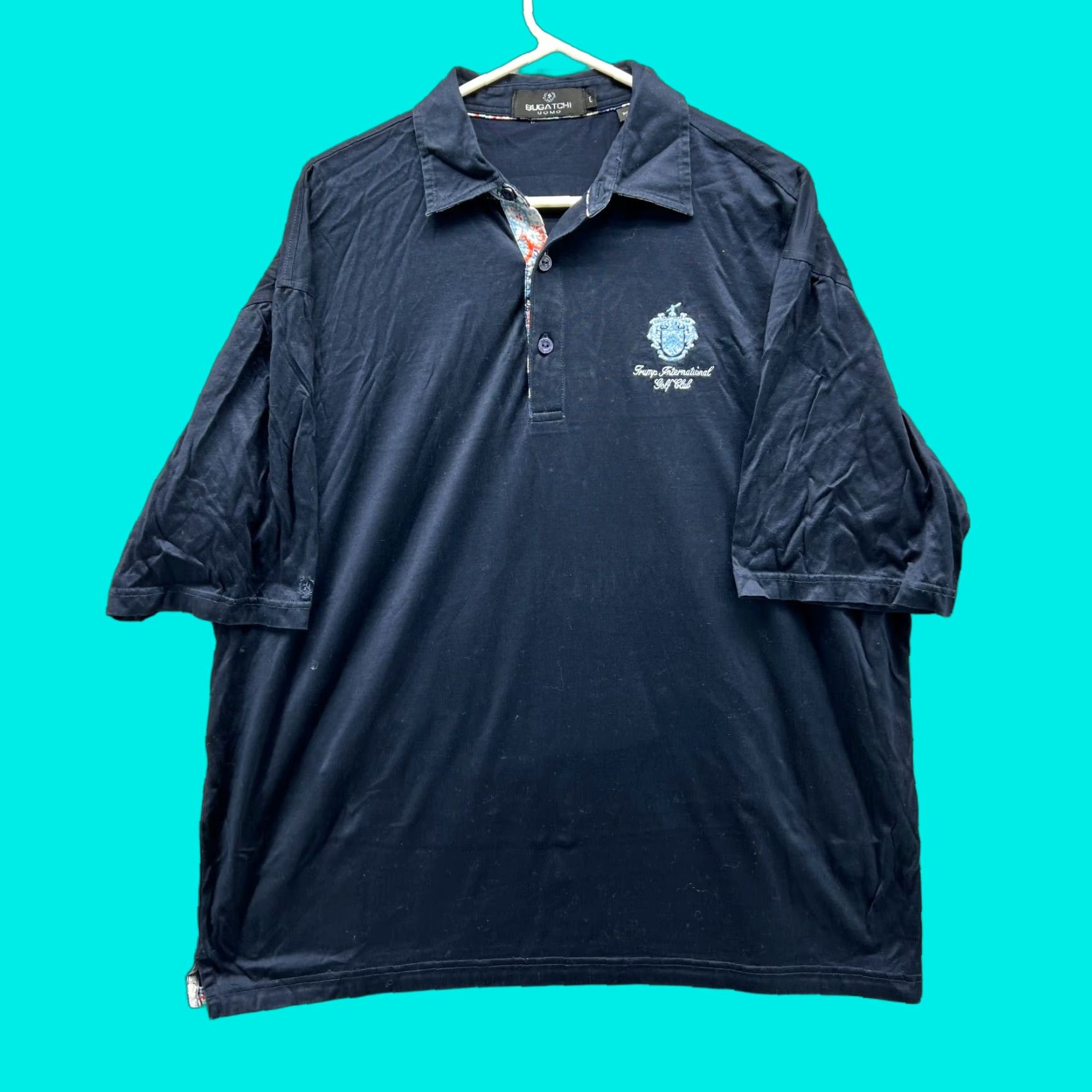 BUGATCHI VINTAGE Bugatchi Uomo Polo Shirt Mens Large Blue Logo VTG Size US L / EU 52-54 / 3 - 1 Thumbnail