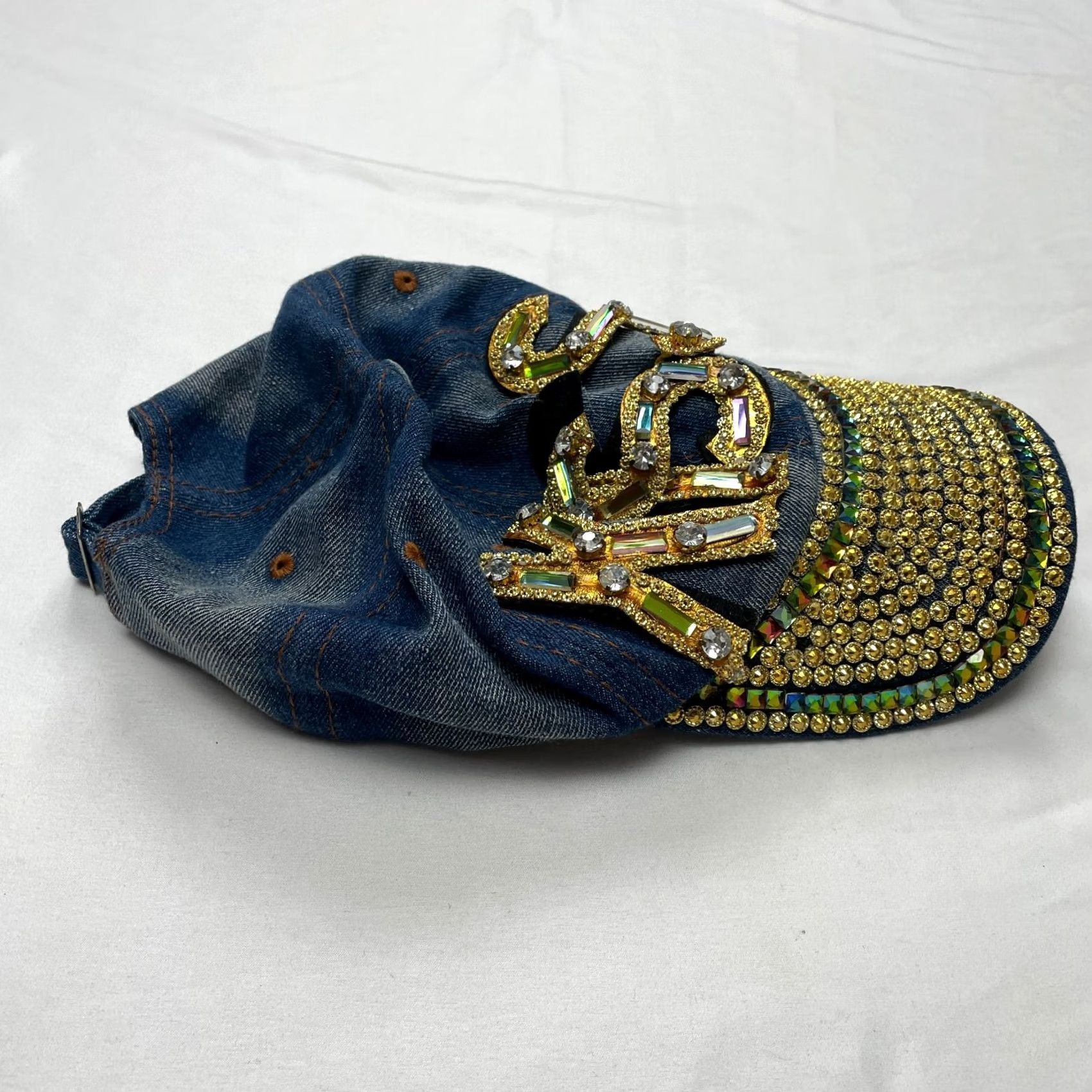 Vintage Unbranded Baseball Hat Womens One Size Adjustable Blue Jean Gems Rhinestone KISS Cap White Rock style Casual Activewear Mens Women Girls Size 42" / US 20 - 7 Thumbnail