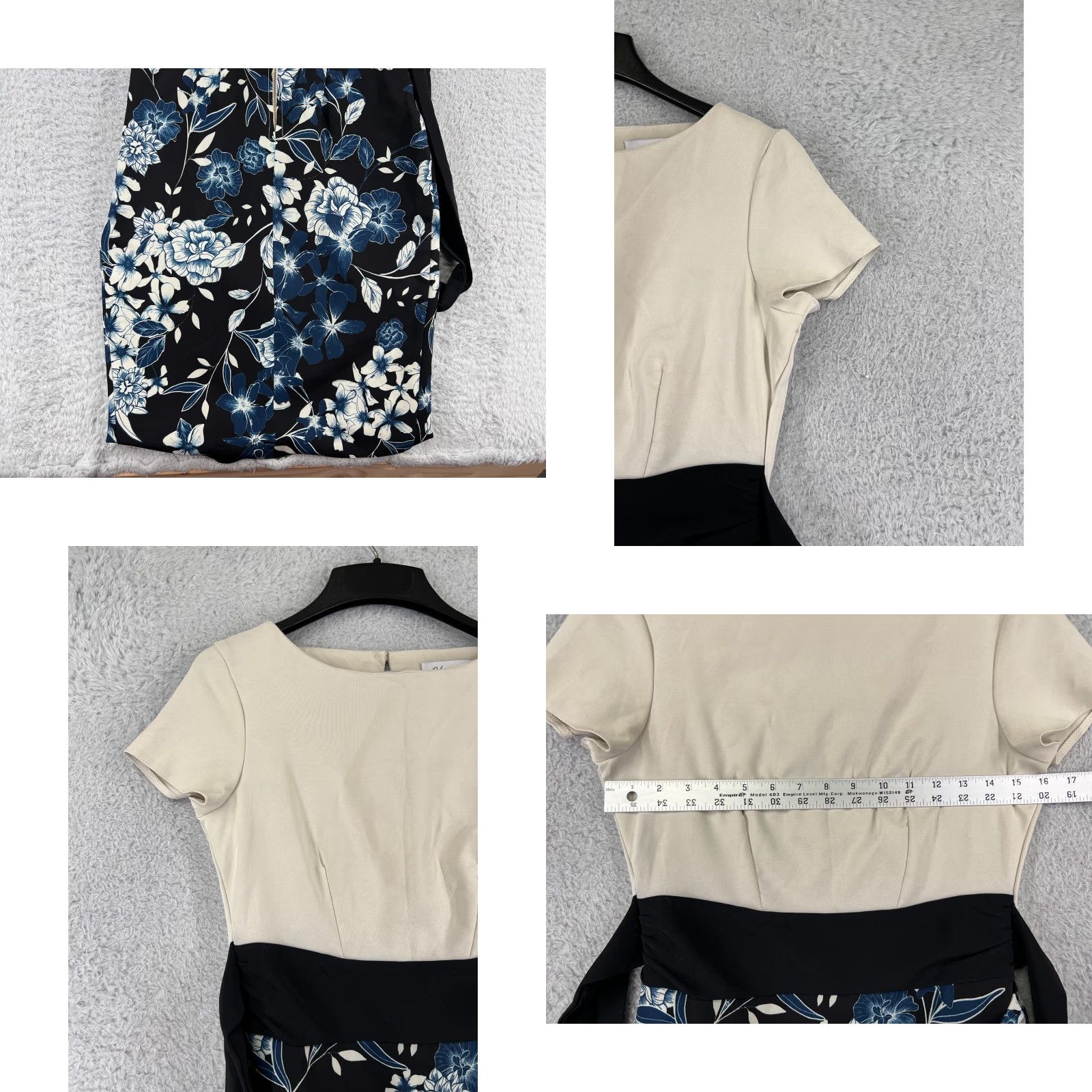 CLOSED Closet Dress Womens 6 Blue Floral Back Zip Belted Made London Ladies Size M / US 6-8 / IT 42-44 - 8 Thumbnail