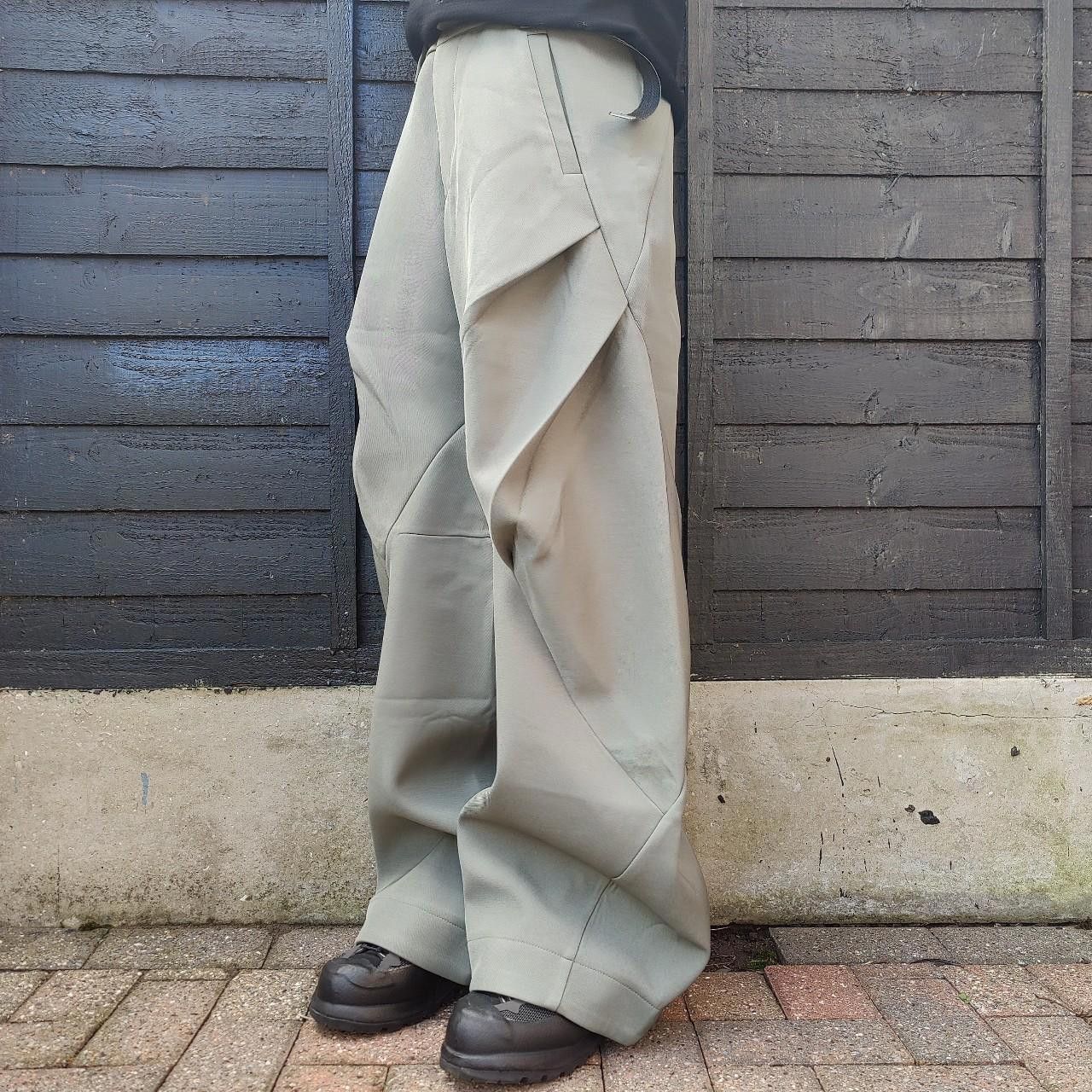 Other Grey-green Pleated Wide Leg Trousers Size US 32 / EU 48 - 2 Thumbnail