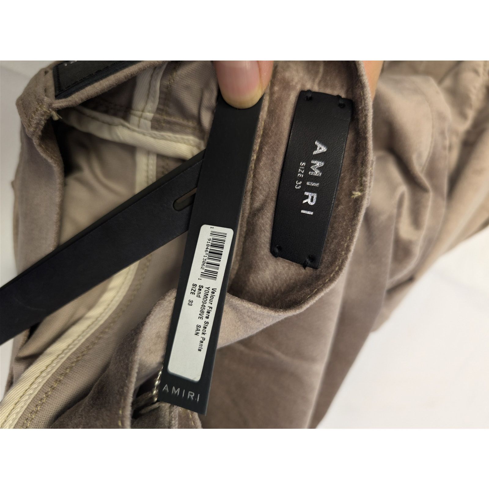 Amiri o1rshd1 Velour Flare Stack Pants in Sand Size US 33 - 20 Thumbnail