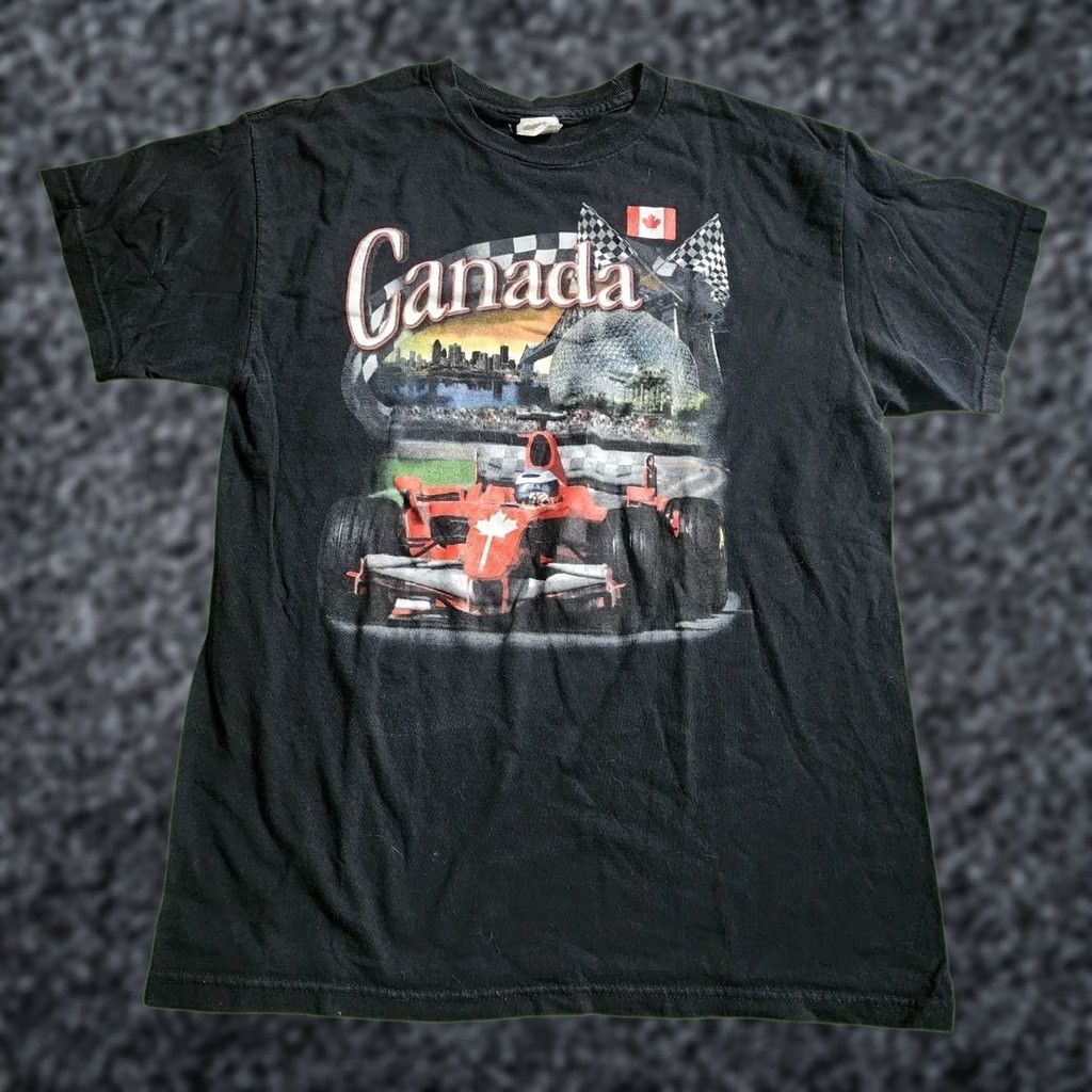 Vintage VINTAGE Alstyle Apparel & Activewear Formula 1 T Shirt Canada Mens M Black Short Sleeve Crew Neck Graphic Print Racing Cars 1990s Size US M / EU 48-50 / 2 - 1 Thumbnail