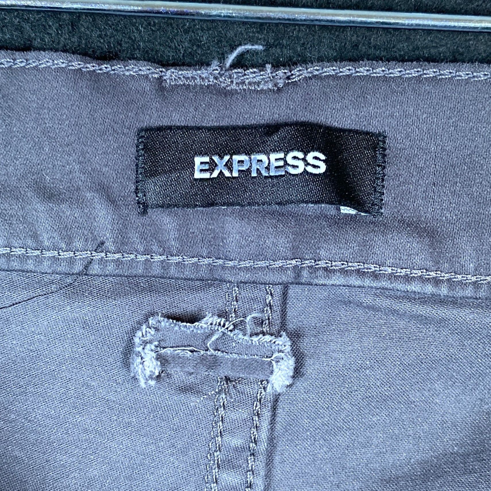 Express Express Womens Pants Gray Super High Rise Slim Modal Blend Stretch 14 Regular Size 24" / US 00 / IT 34 - 4 Thumbnail