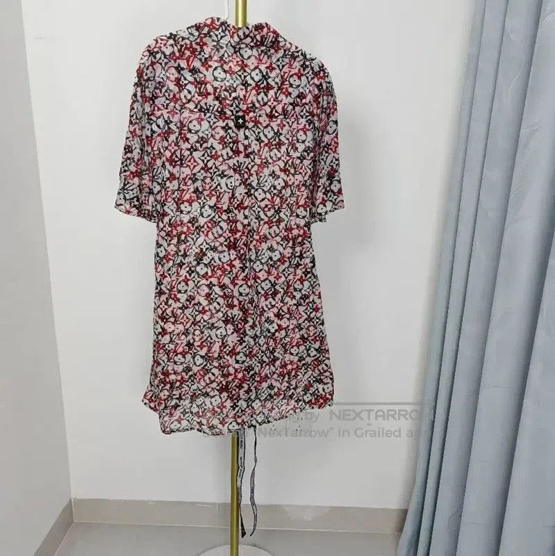 Louis Vuitton Louis Vuitton Red Summer Silk Logo Dress . Size S / US 4 / IT 40 - 2 Thumbnail