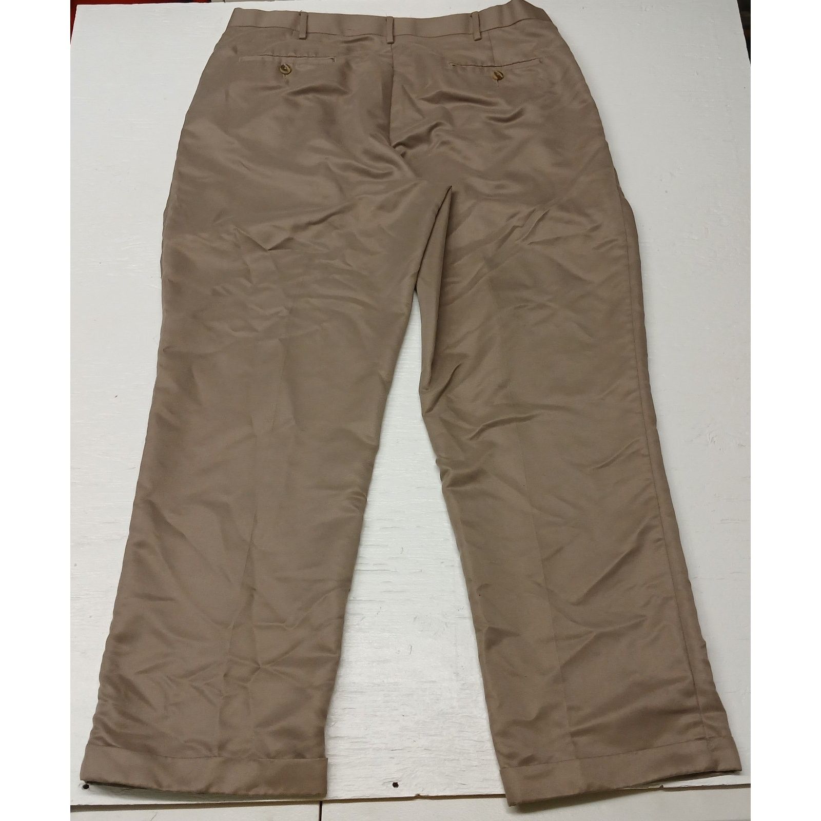 Perry Ellis Perry Ellis (40x32) Tan Relaxed Fit Khaki Dress Slacks Size US 40 / EU 56 - 5 Thumbnail