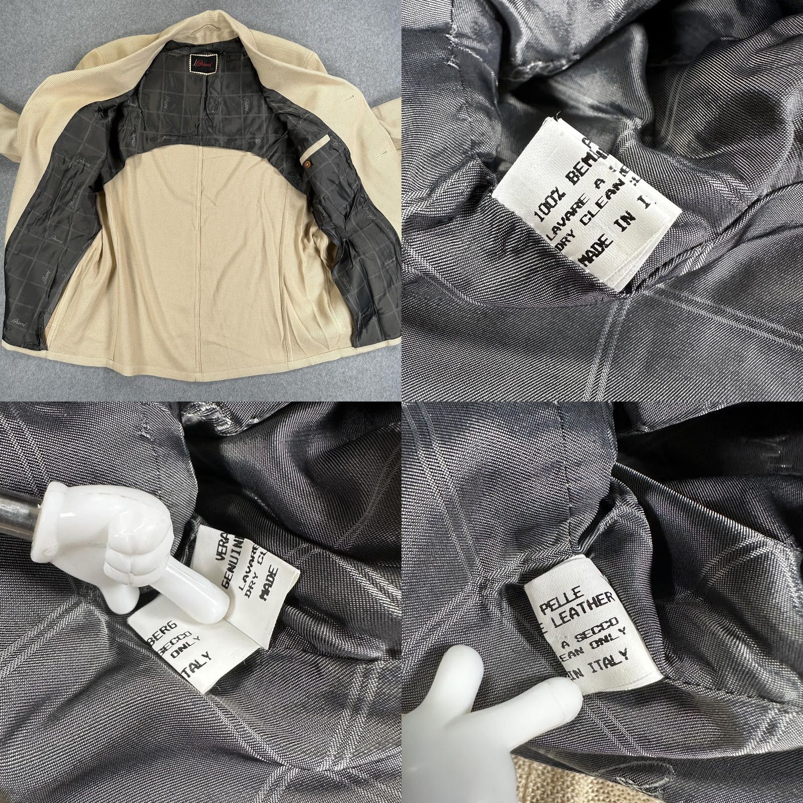 Brioni VINTAGE Brioni Sport Coat Mens M Beige Cotton Cashmere Leather Italy Shirt Size US M / EU 48-50 / 2 - 8 Thumbnail