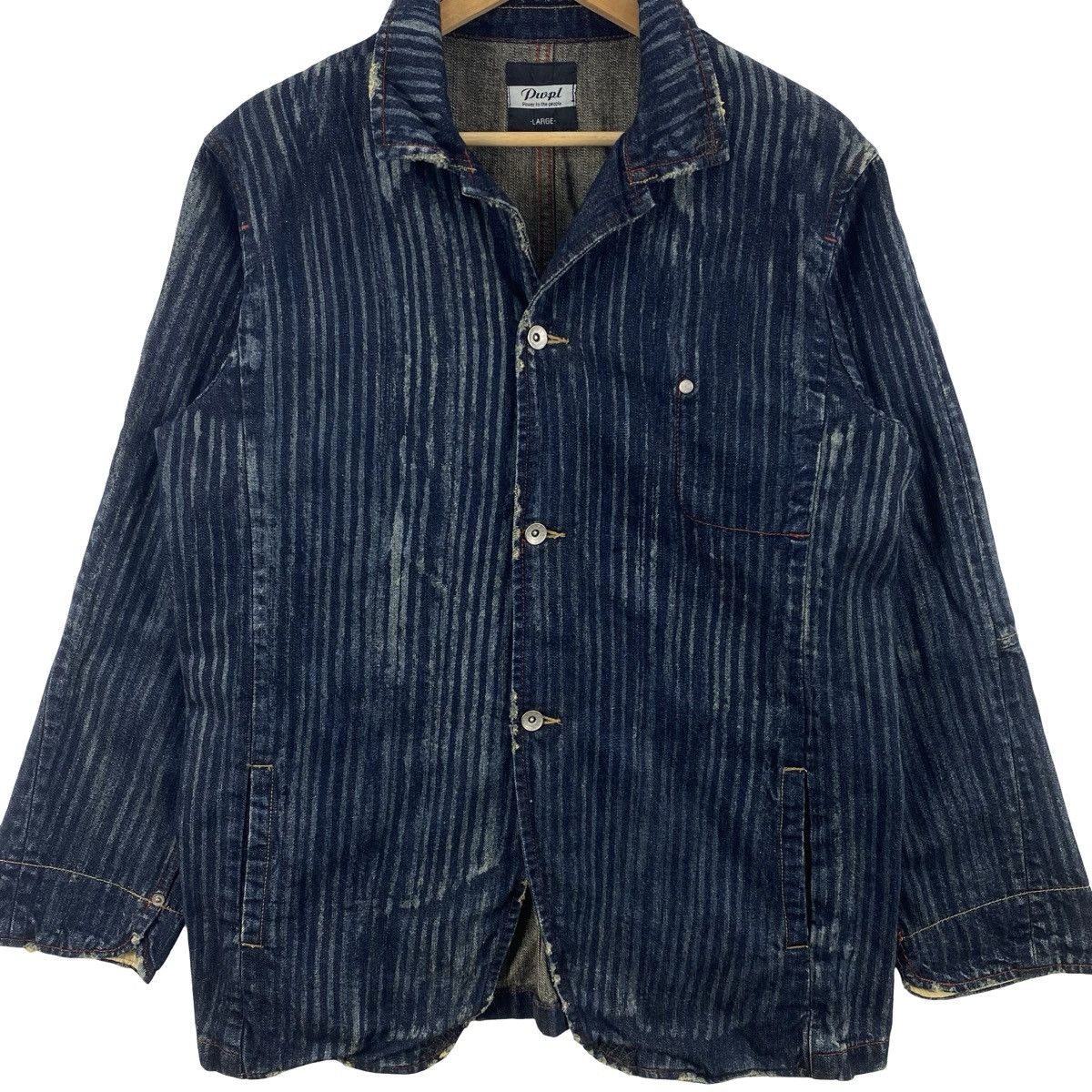 Vintage Vintage DVOPL POWER To The People Indigo Striped Denim Size US L / EU 52-54 / 3 - 7 Thumbnail