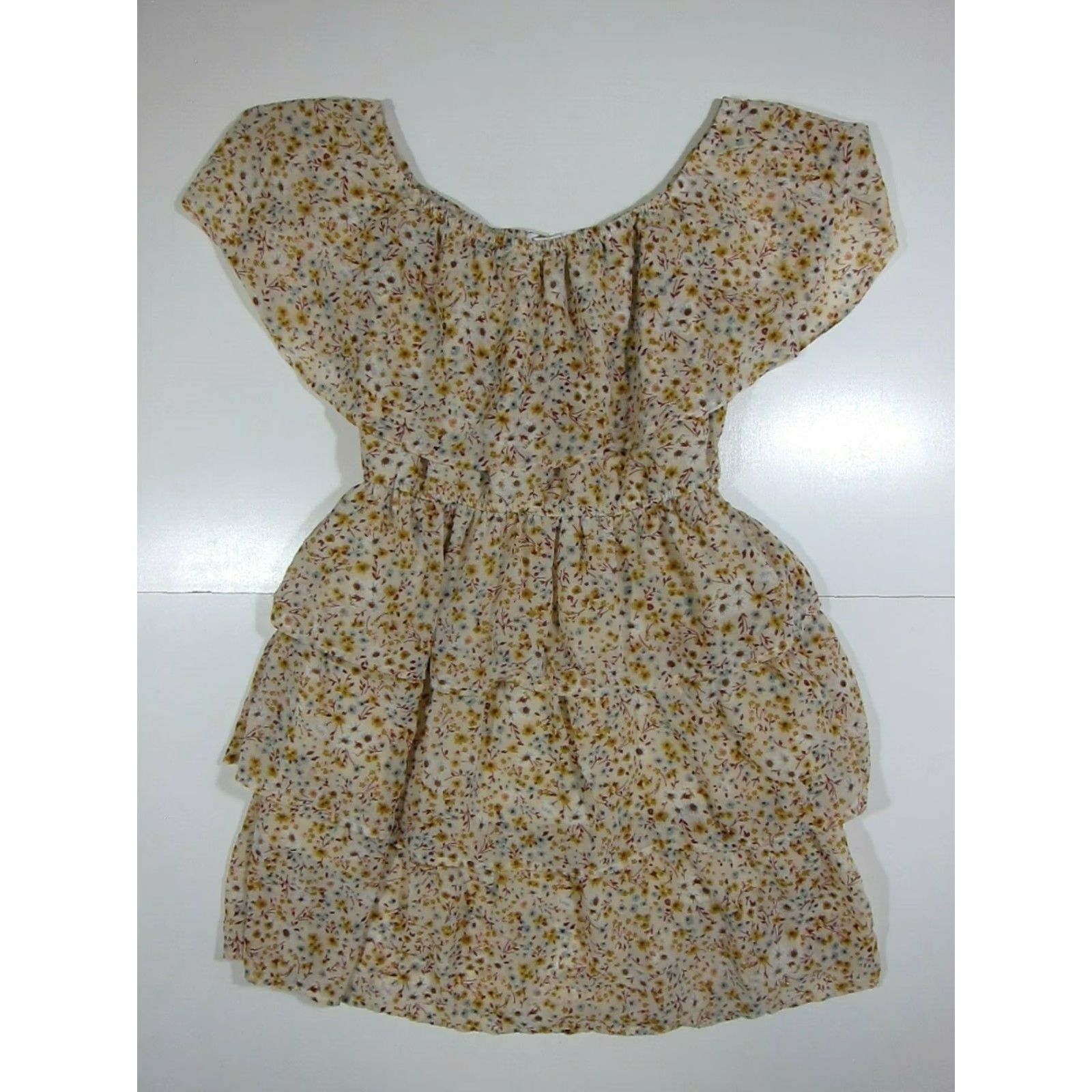 Vintage Mimi Chica Yellow Pink Blue Floral Off Shoulder Ruffle Sun Dress Women Small Size S / US 4 / IT 40 - 7 Thumbnail