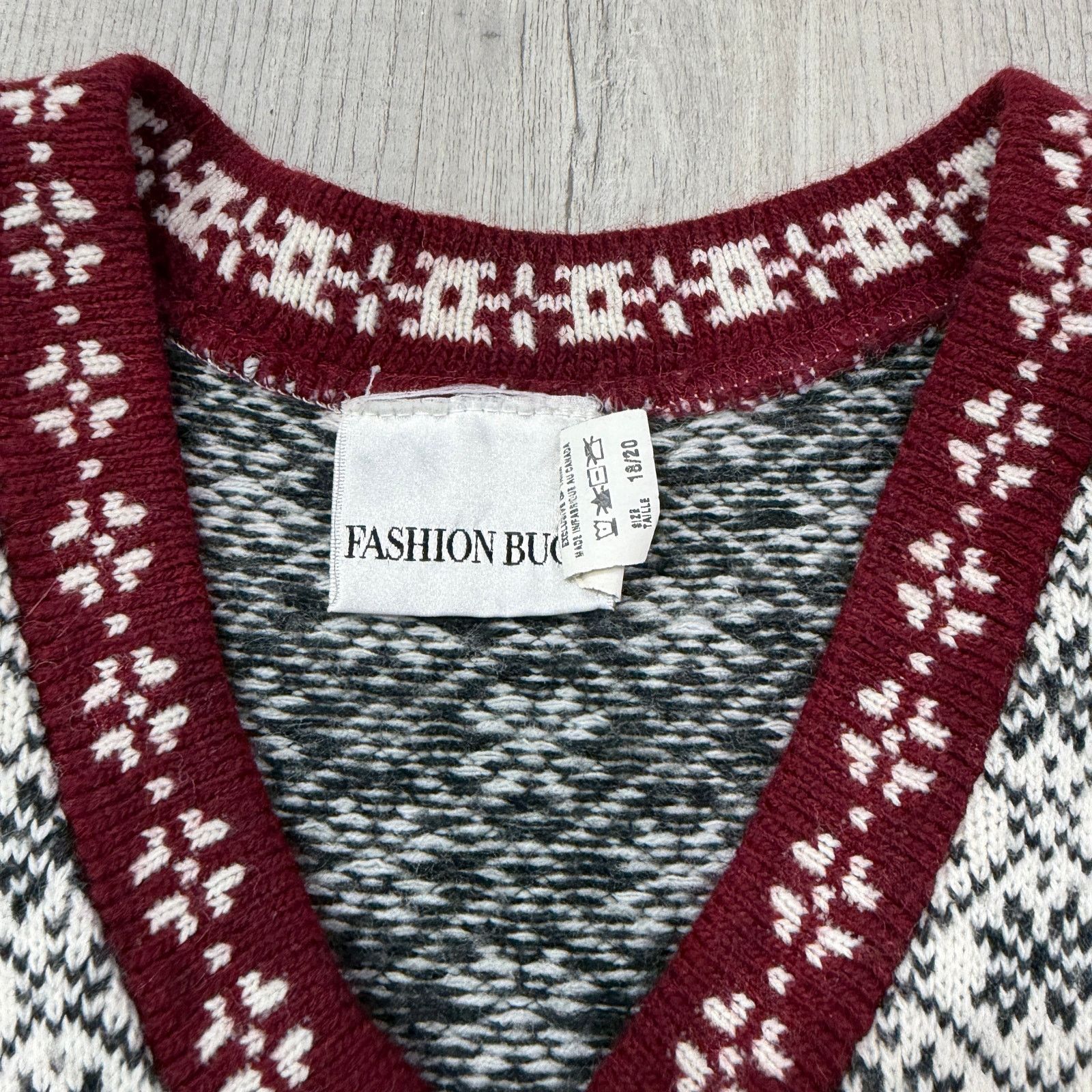Vintage Vintage Fashion Bug Fair Isle Sweater Women's 18/20 V-Neck Size XXL / US 16-18 / IT 52-54 - 3 Thumbnail