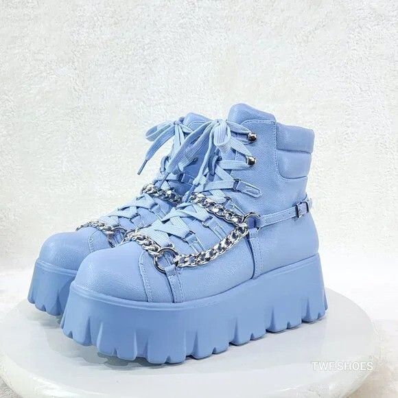 Other Emo Stomp 2" Platform Stomper Ankle Boots With Chain Design Size US 9 / IT 39 - 4 Thumbnail