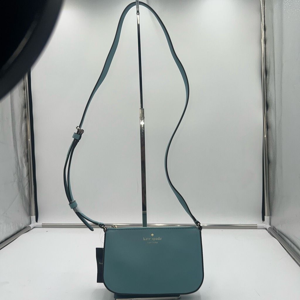 Kate Spade Kate Spade Small Saffiano PVC Crossbody in Smokey Blue Size ONE SIZE - 1 Thumbnail