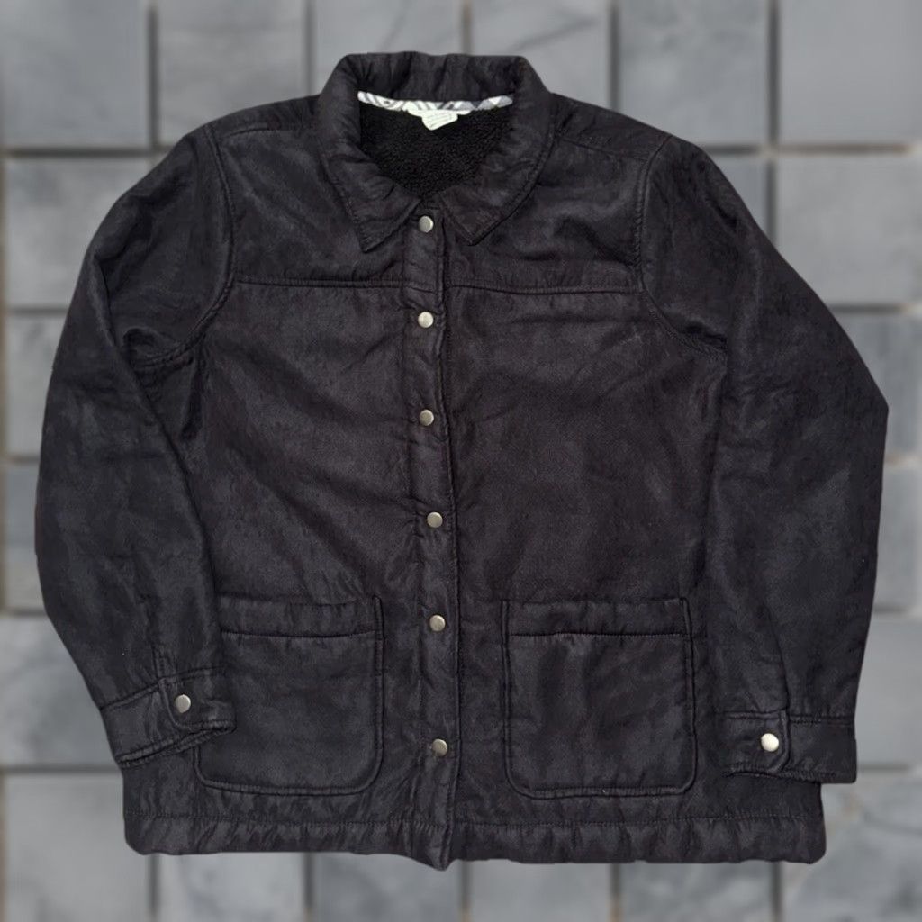 Vintage Boston Traders Faux Suede Trucker Jacket Women’s Large Navy Blue Regular Size L / US 10 / IT 46 - 1 Thumbnail