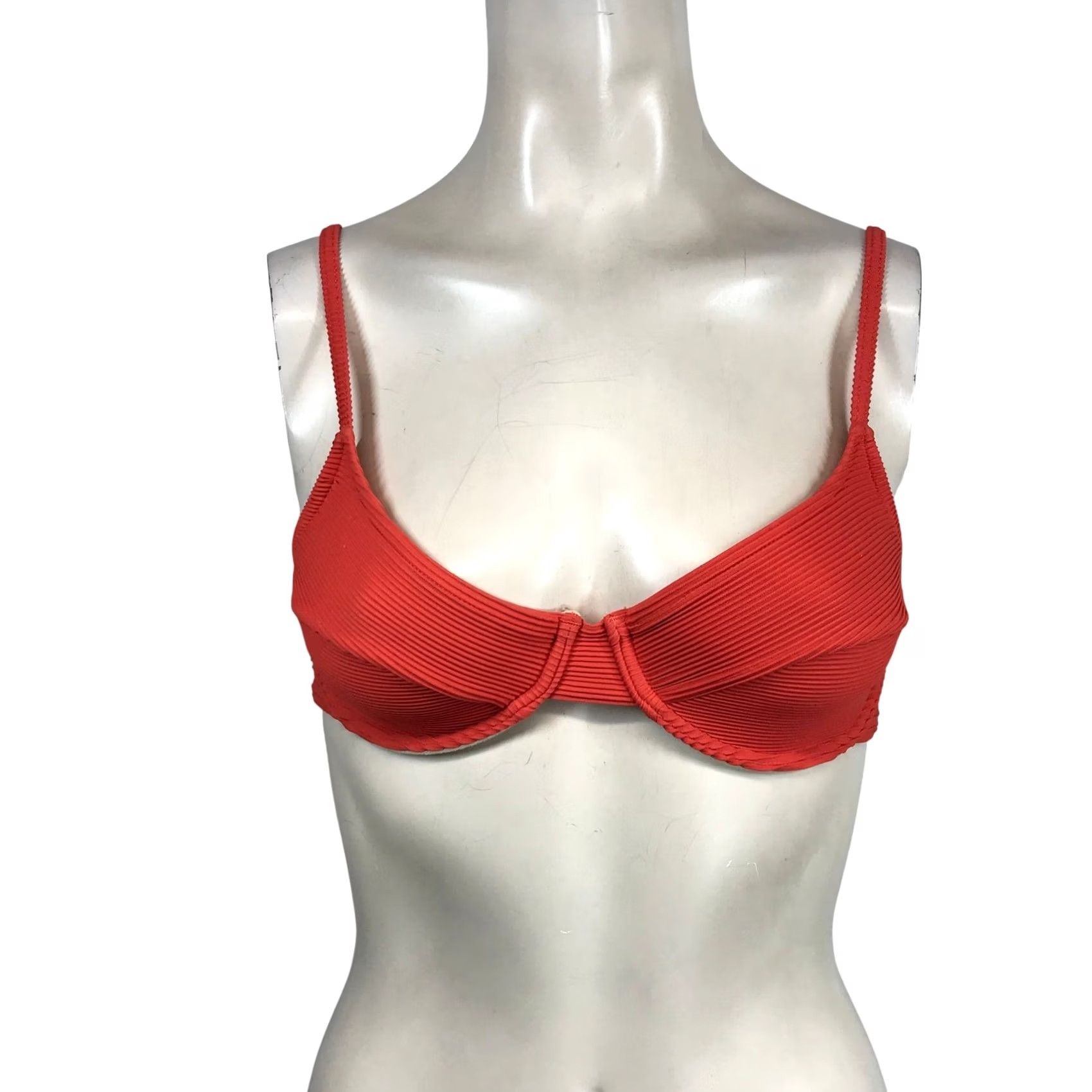 Vintage Zulu & Zephyr Orange Red Ribbed Underwire Bikini Top US 4 AU 8 EU 36 Size XS / US 0-2 / IT 36-38 - 2 Thumbnail
