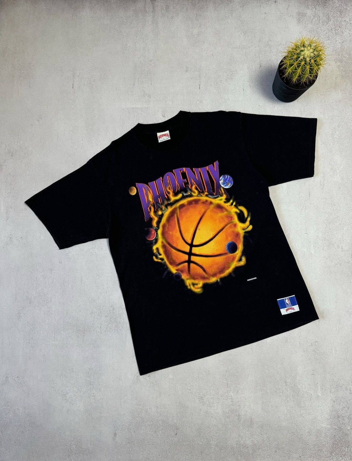 Phoenix Suns 1993 T Shirt Tee Nutmeg NBA Big Logo Black 90s