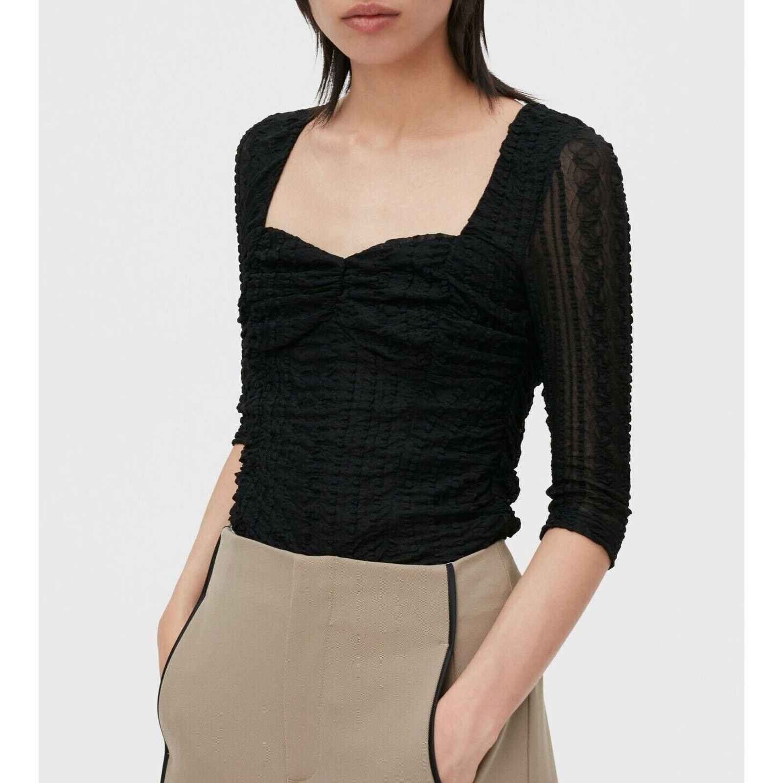 Ganni Ganni Ruched Stretch Lace Top Size M / US 6-8 / IT 42-44 - 2 Thumbnail