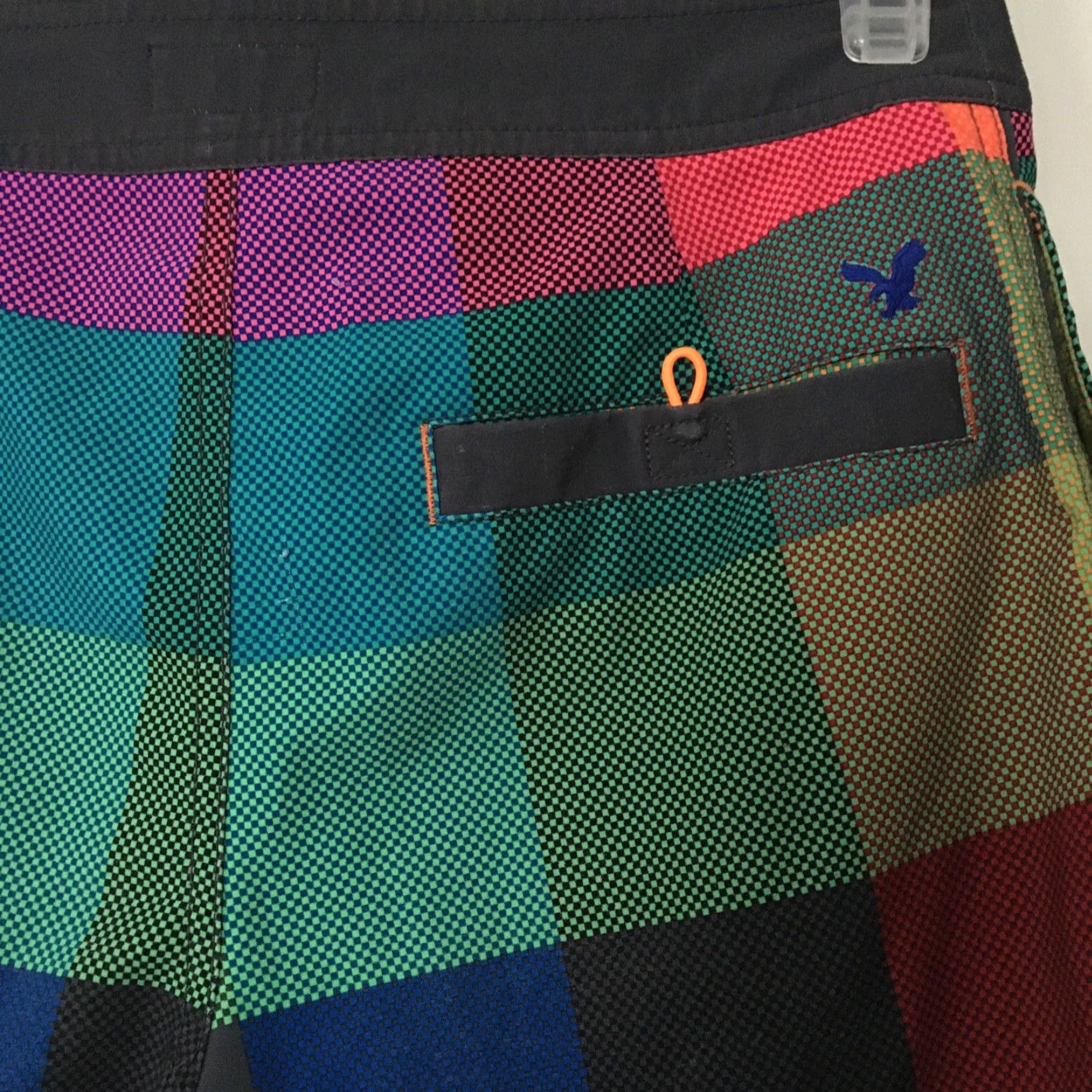 American Eagle Outfitters American Eagle Outfitters Board Shorts Men XS Color block Neon Plaid Swim Trunks Microfiber Polyester Beach Pockets Regular Multicolor Mens XS Size US 27 - 4 Thumbnail