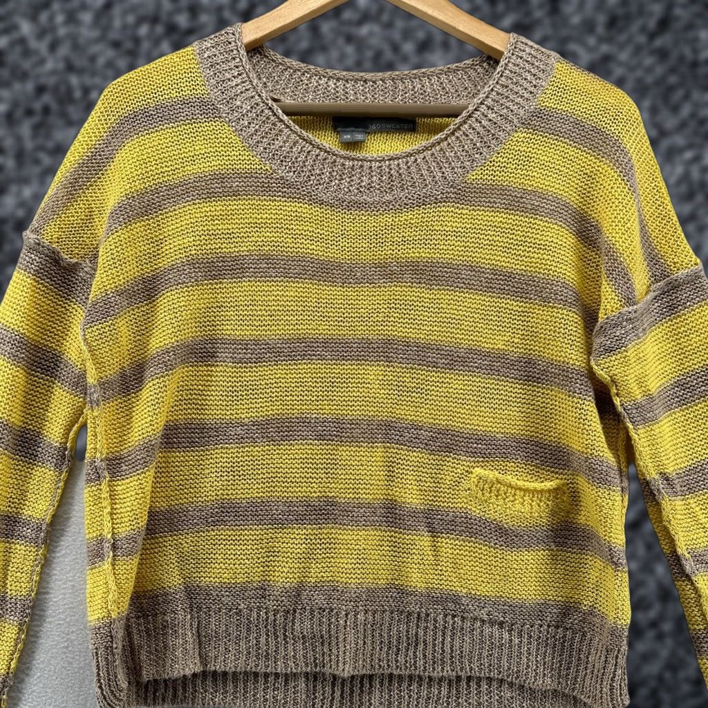 Vintage 360 Sweater Women XS Linen Yellow Stripe Crew Neck Cardigan Knit Lightweight Casual Vintage? No — (Use only original words) Size XS / US 0-2 / IT 36-38 - 1 Thumbnail