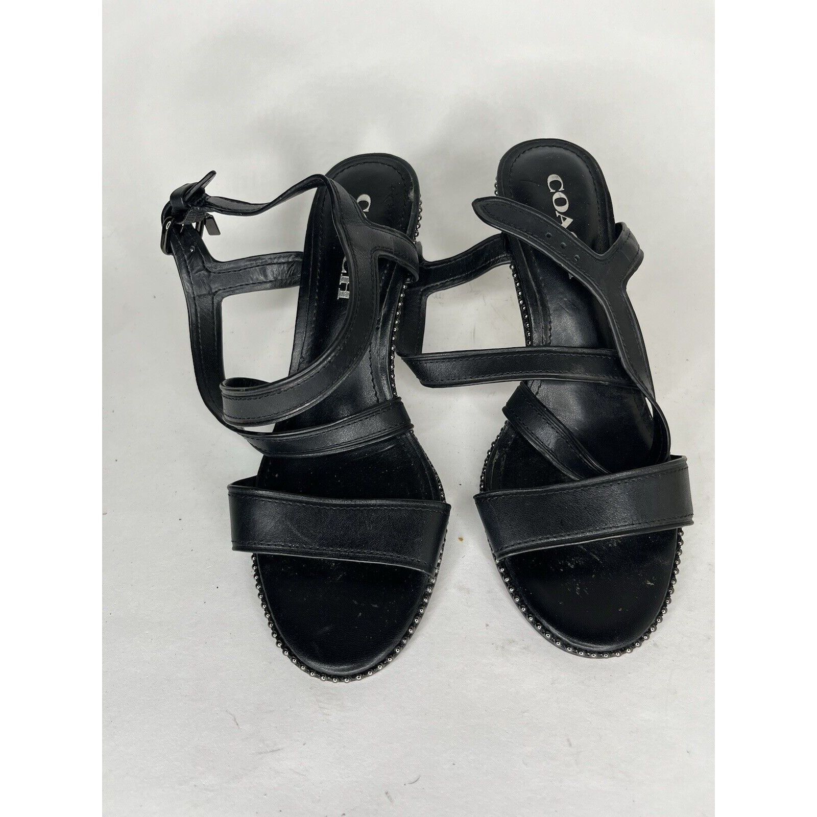 Coach Coach Black Leather Open Toe Ankle Strap Heel Sandals Women Size US 7.5 / IT 37.5 - 9 Thumbnail