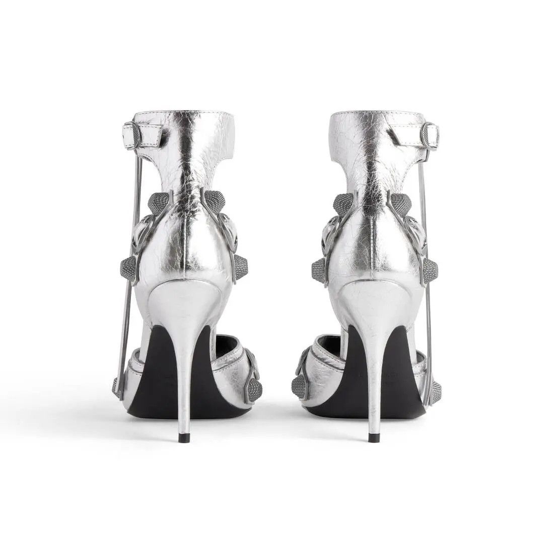 Balenciaga o1srvl11e0426 Cagole 110mm Sandals Metallized in Silver Size US 5 / IT 35 - 5 Thumbnail