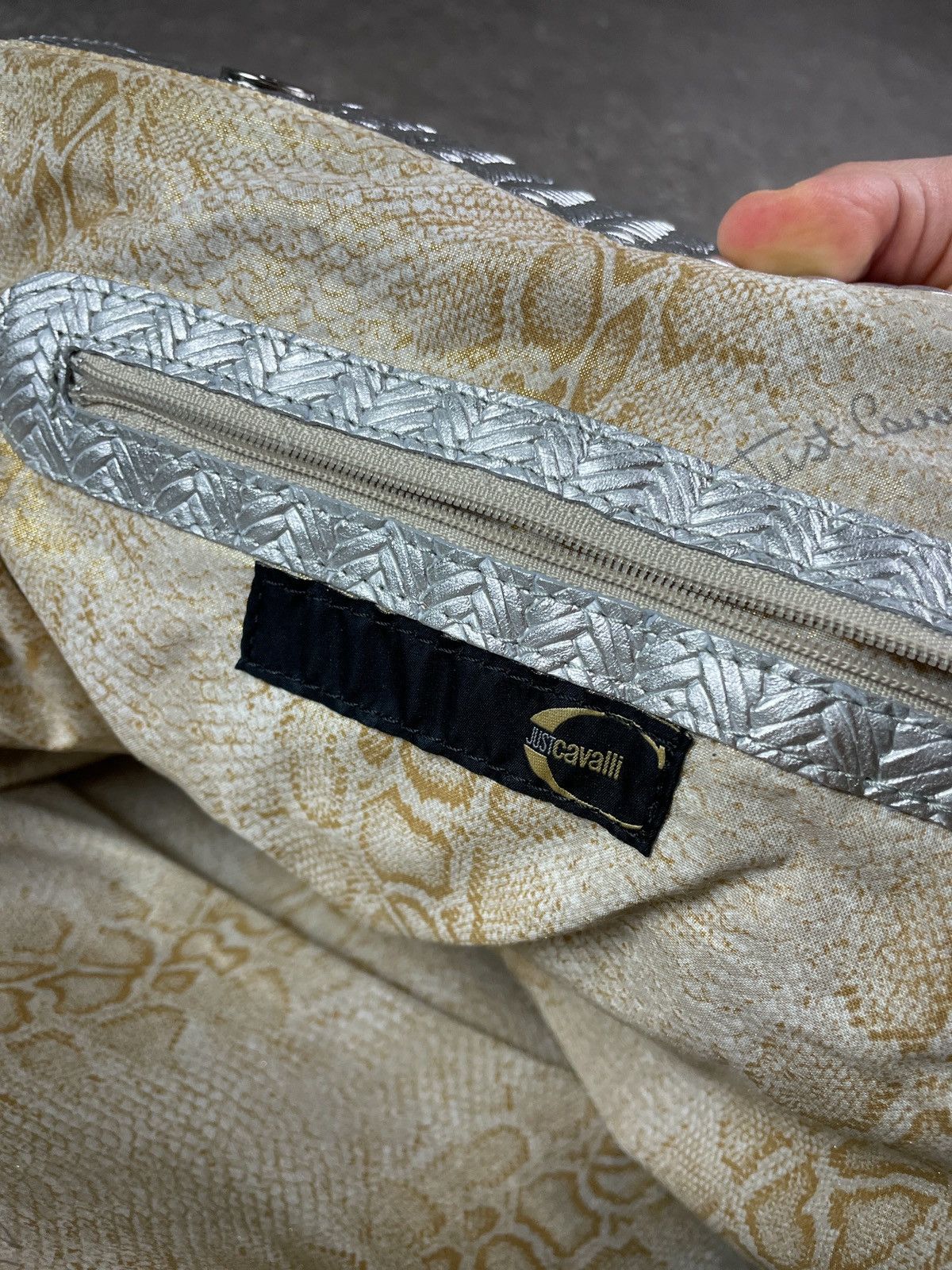 Roberto Cavalli × Vintage Vintage Y2K Avant Garde Just Cavalli Metallic Leather Bag Size ONE SIZE - 11 Thumbnail