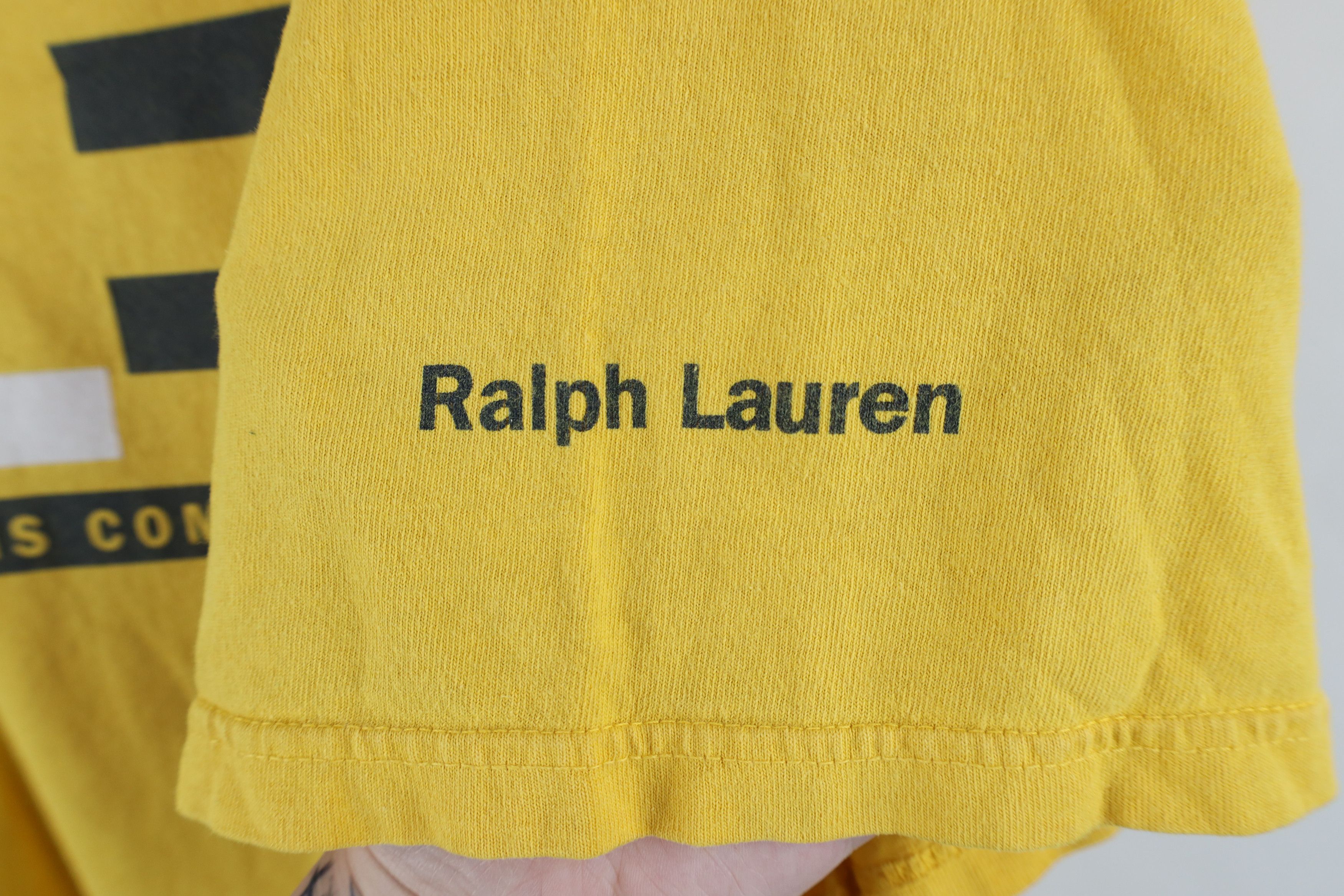 Ralph Lauren × Vintage Vintage 90s Ralph Lauren Spell Out Big Logo T-Shirt Yellow Size US XXL / EU 58 / 5 - 4 Thumbnail