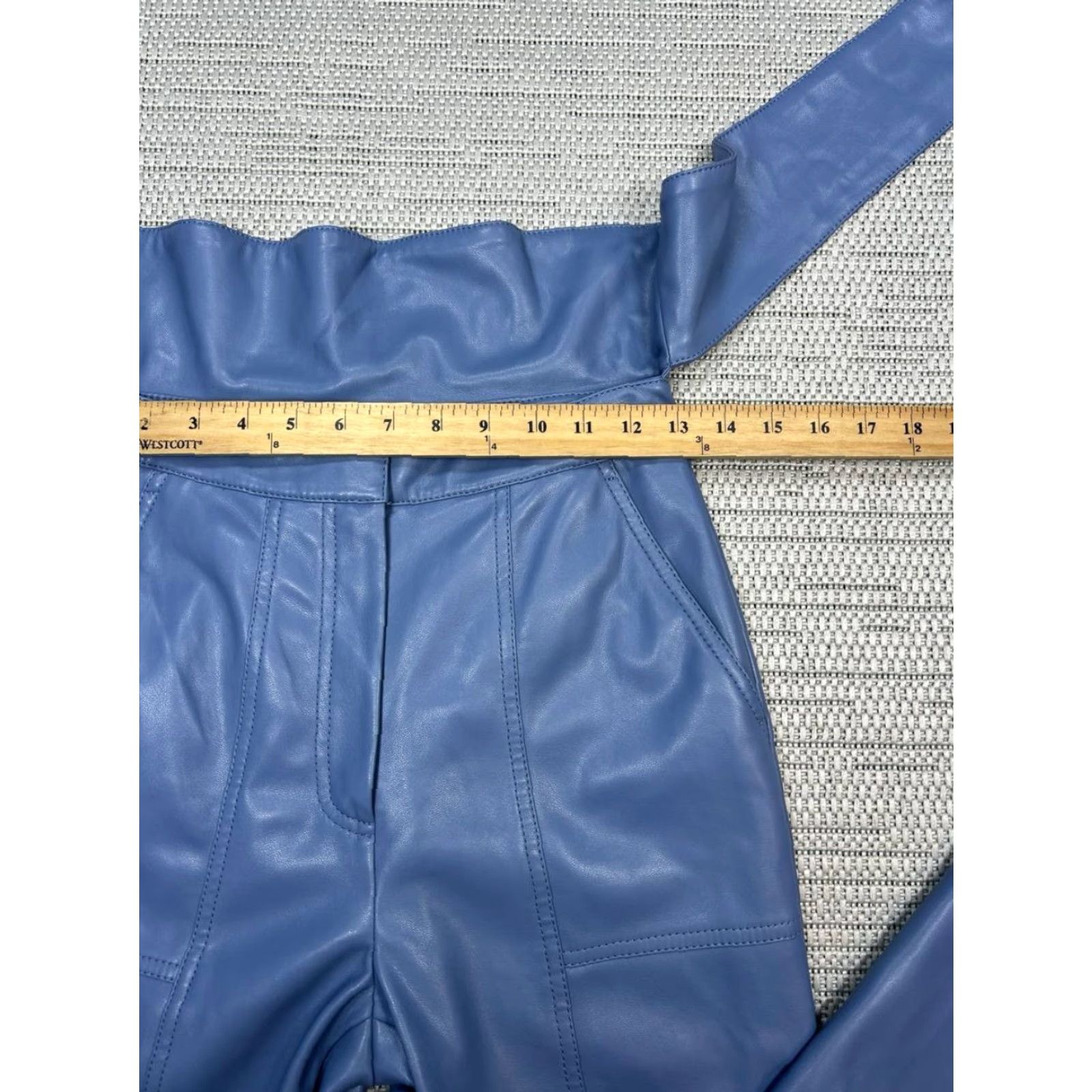 Jonathan Simkhai Jonathan Simkhai Tessa Faux Leather Pants Womens 2 Blue Mid Rise Straight Leg Size 26" / US 2 / IT 38 - 6 Thumbnail