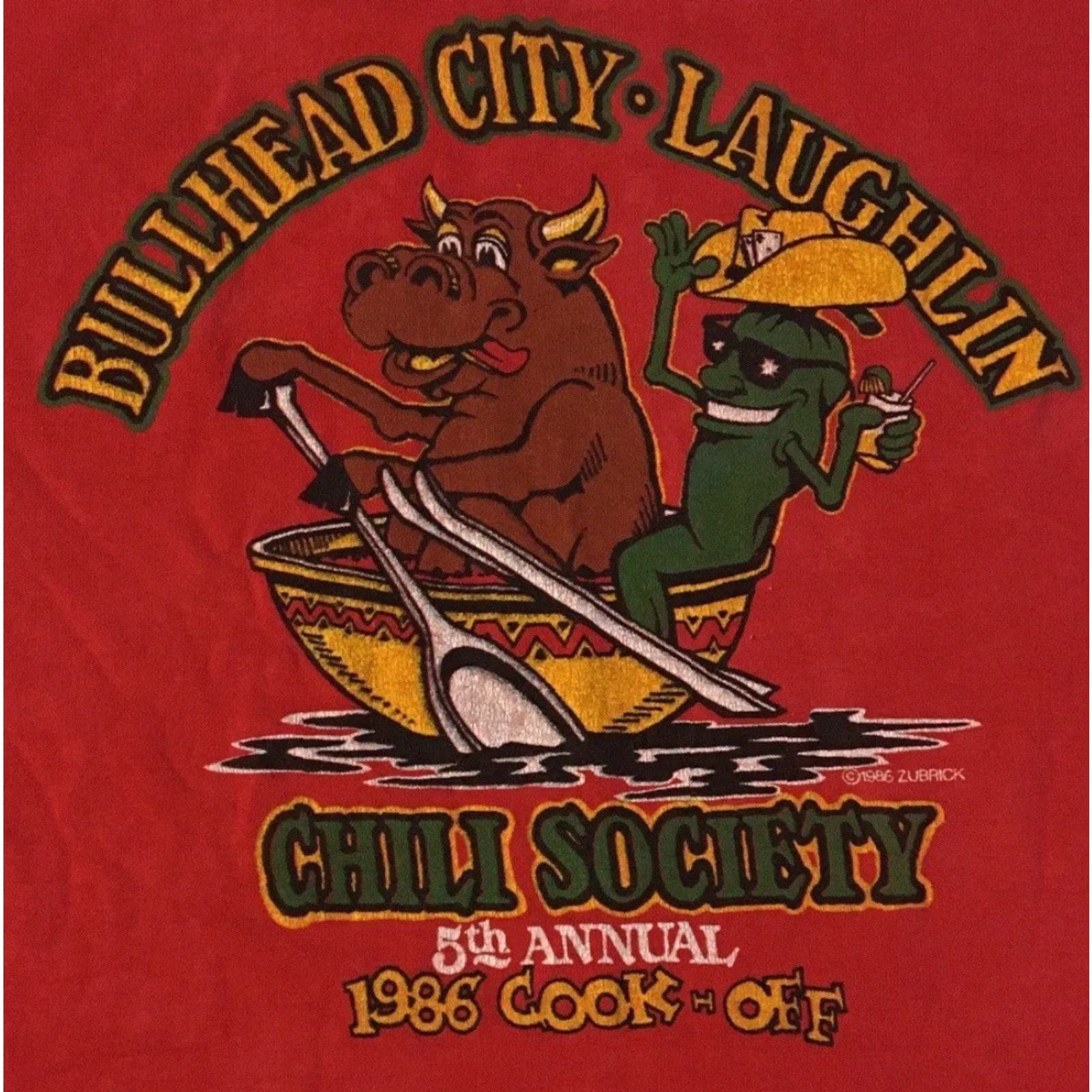 Vintage VINTAGE Bullhead City Chili Cook Off Shirt M Arizona Red 80s Distressed Single Stitch Men T-Shirt Size US M / EU 48-50 / 2 - 3 Thumbnail