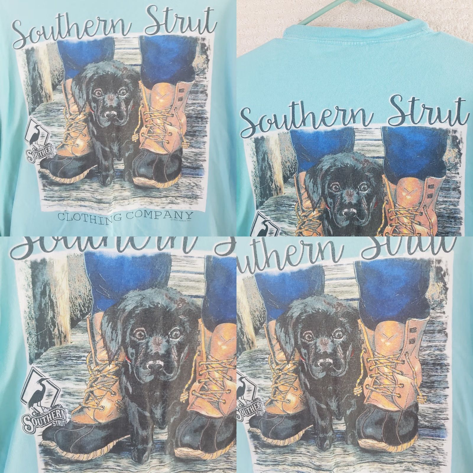 AQUA Southern Strut Lab Puppy Aqua Blue Long Sleeve Shirt Mens Women Size L / US 10 / IT 46 - 8 Thumbnail