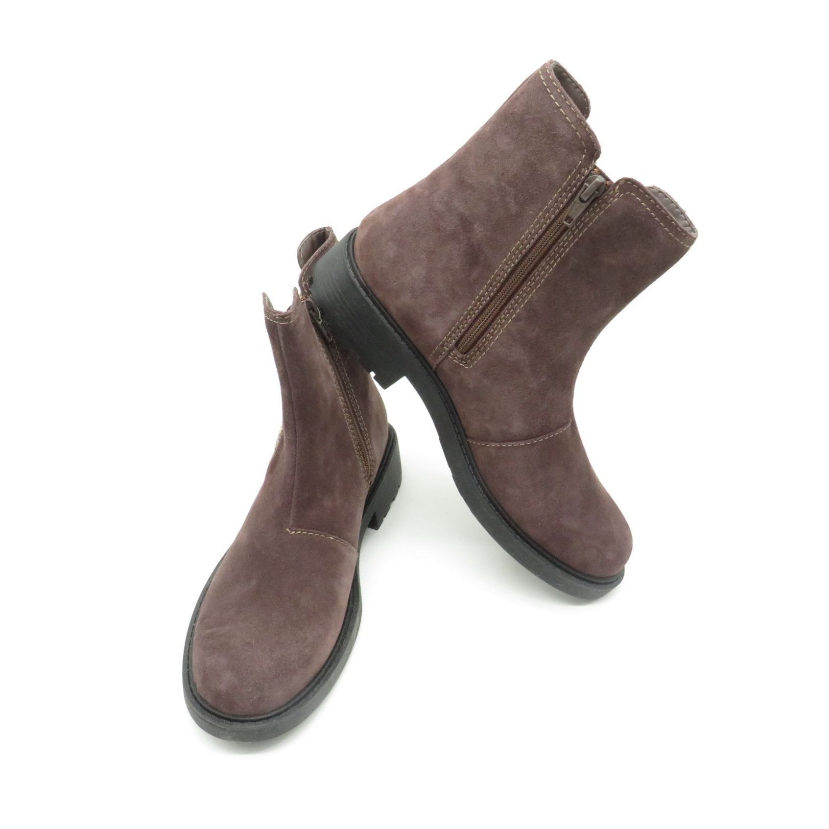 Clarks Clarks Women's Brown Suede Ankle Boots Knit Panels Side Zipp Size US 7 / IT 37 - 5 Thumbnail
