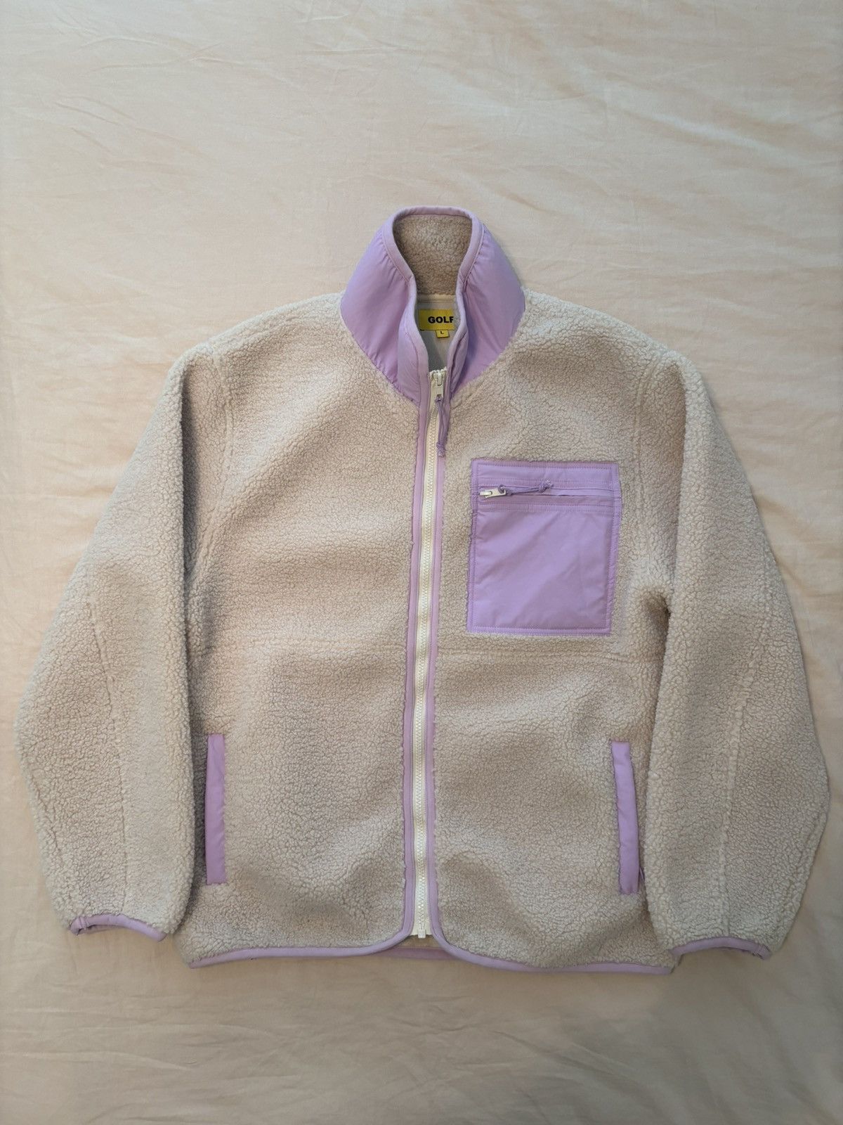 image of Golf Wang Fleece Sherpa Jacket in Cream, Men's (Size Large)