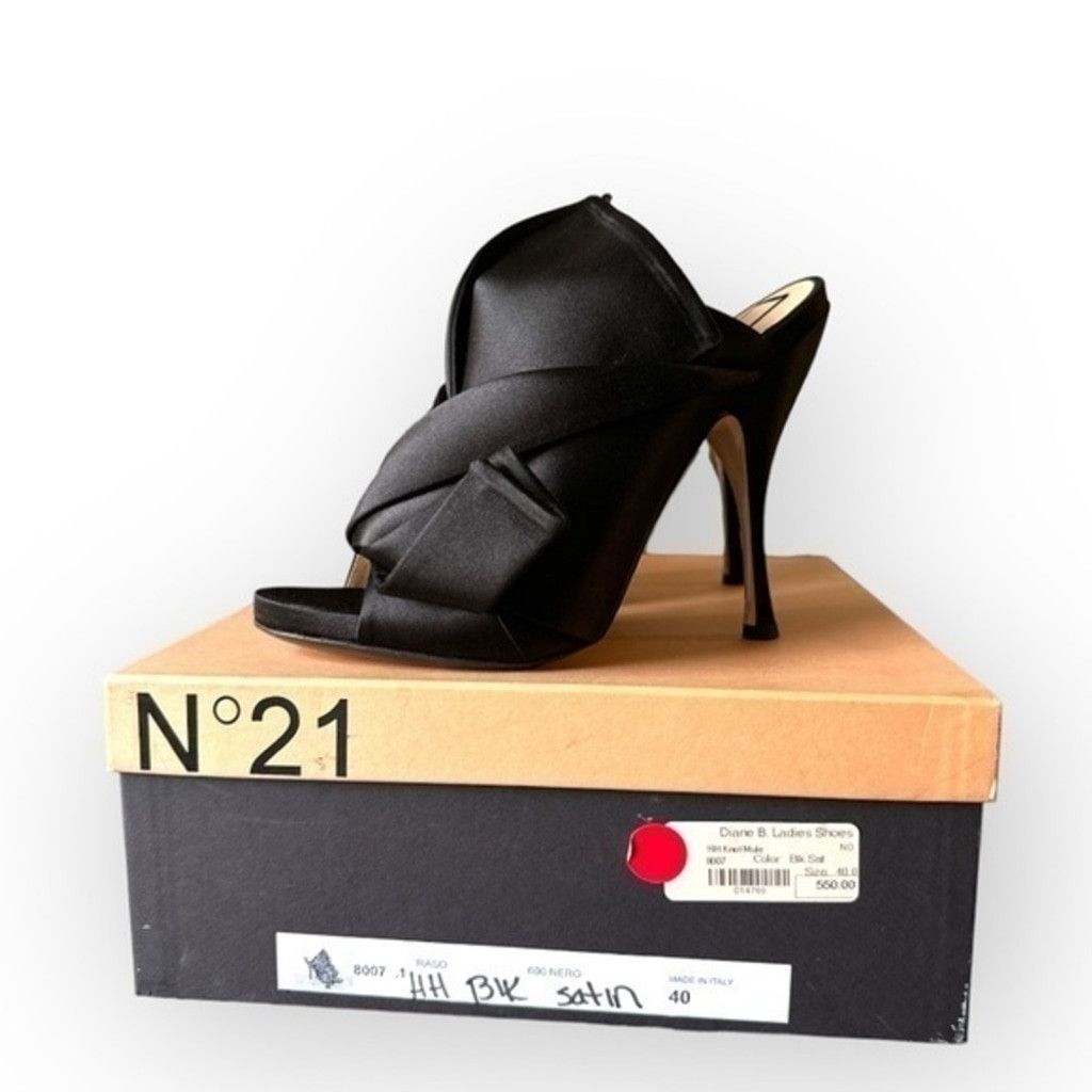 No. 21 Nº21 Numero Ventuno Satin Ronny Raso Knot Peep Toe Mules Size US 10 / IT 40 - 1 Thumbnail