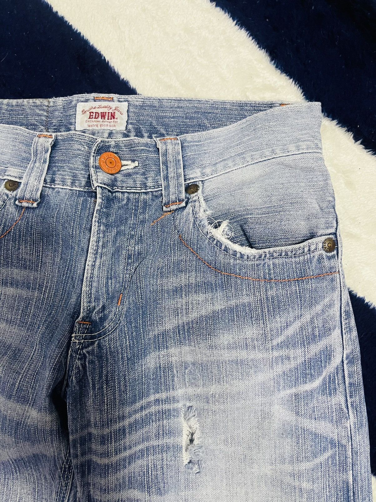 Edwin × Japanese Brand Edwin Distressed Jeans (16) Size US 30 / EU 46 - 12 Thumbnail