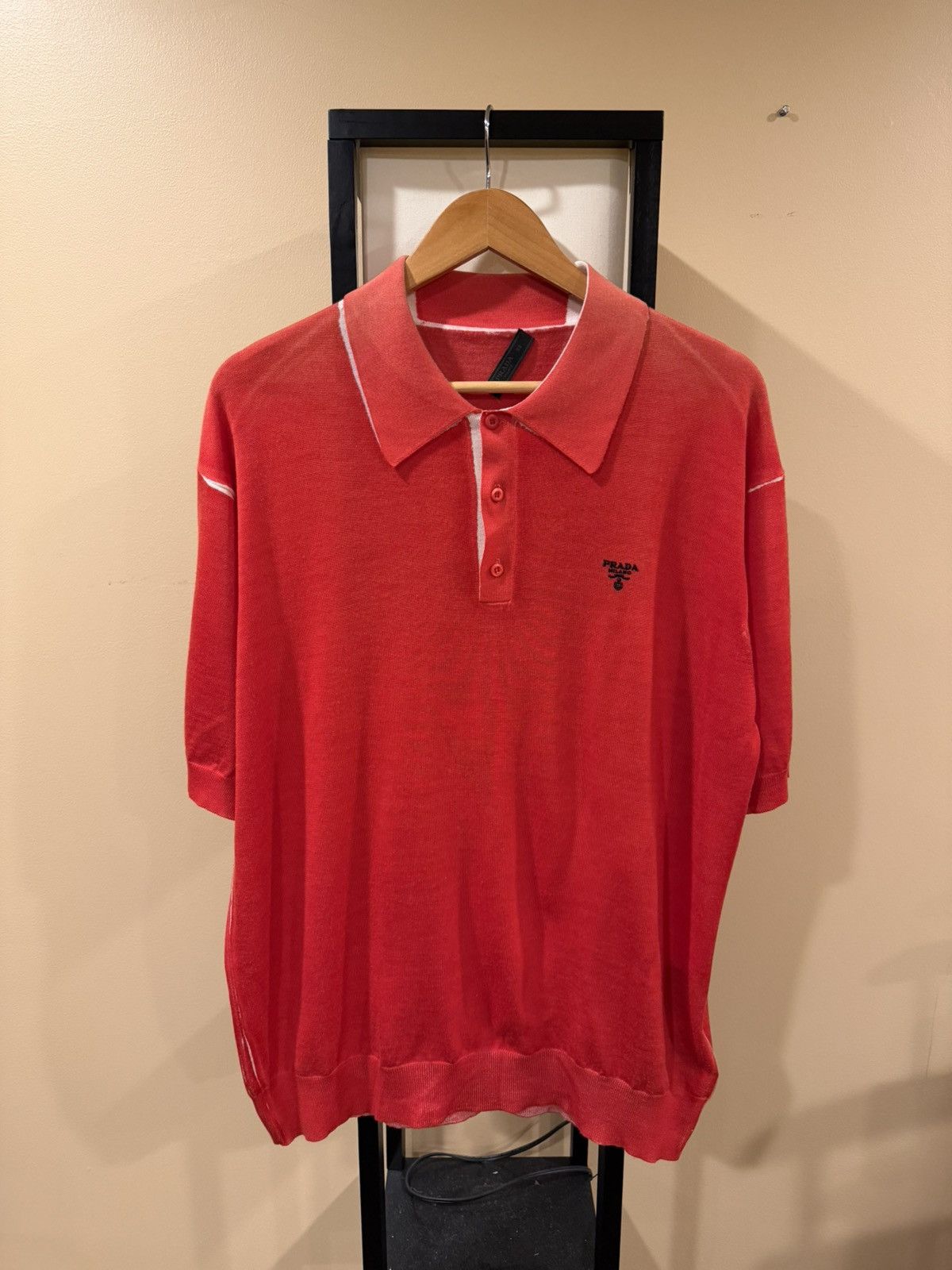 Prada Prada Optical 21 Years Cashmere Wool Red Sweater Polo Shirt Size US XL / EU 56 / 4 - 4 Thumbnail