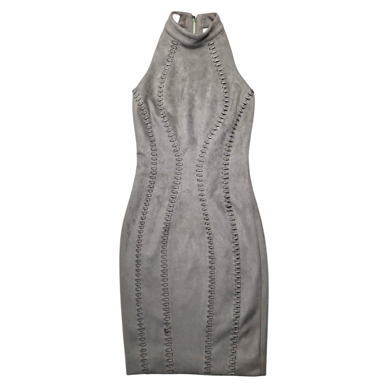House of CB House of CB Richere Taupe Faux Suede Halter Mini Dress Size XS / US 0-2 / IT 36-38 - 1 Thumbnail